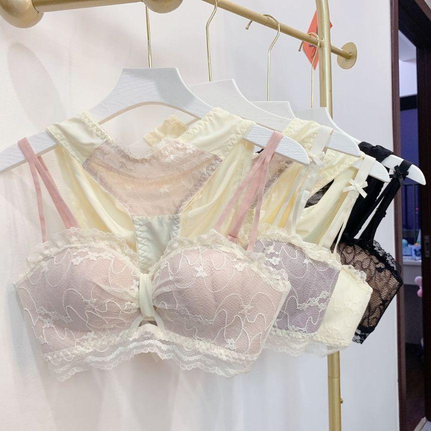 Set: Lace Trim Bra + Panties Product Image