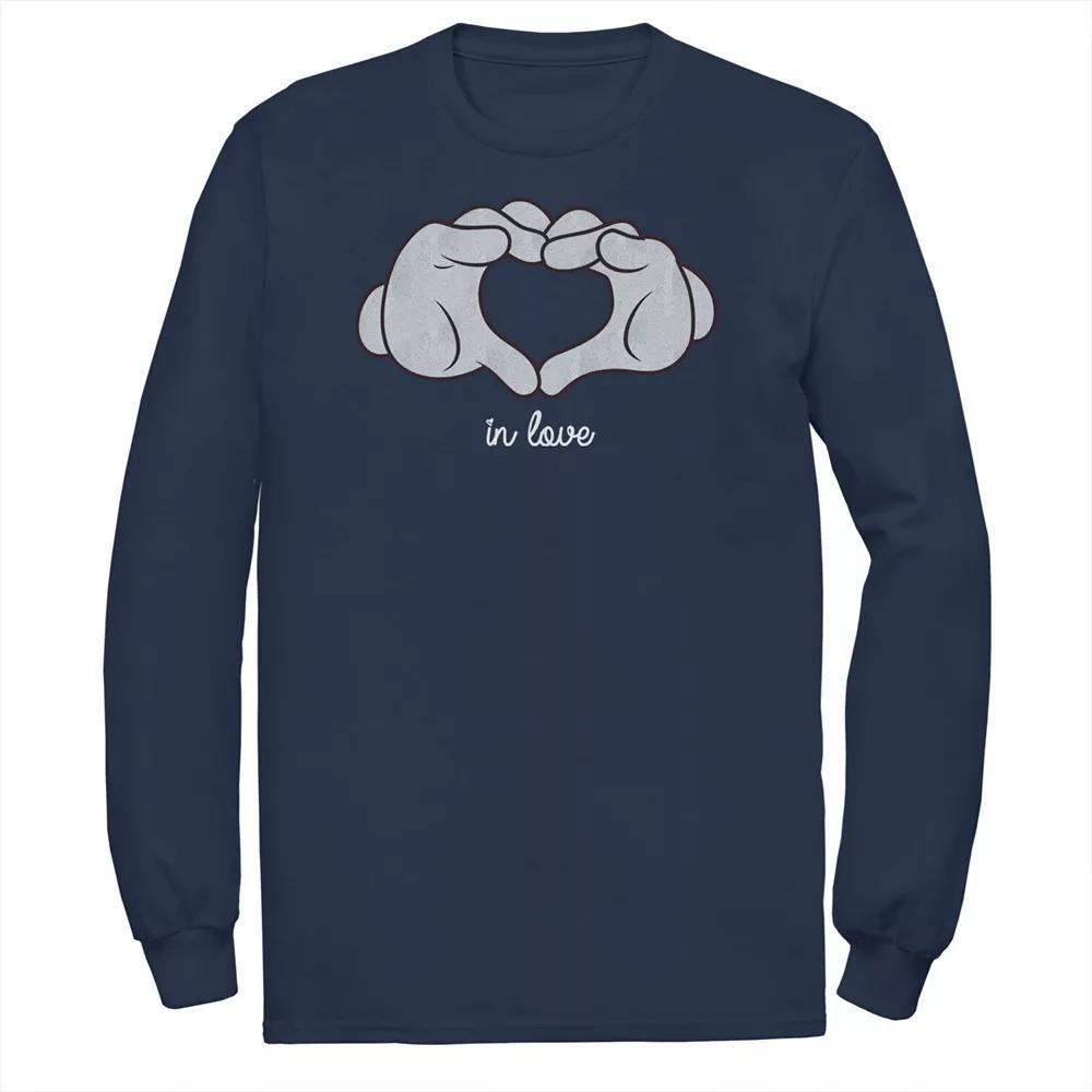 Men's Disney Mickey Mouse Heart Hands In Love Tee, Size: Large, Blue Product Image