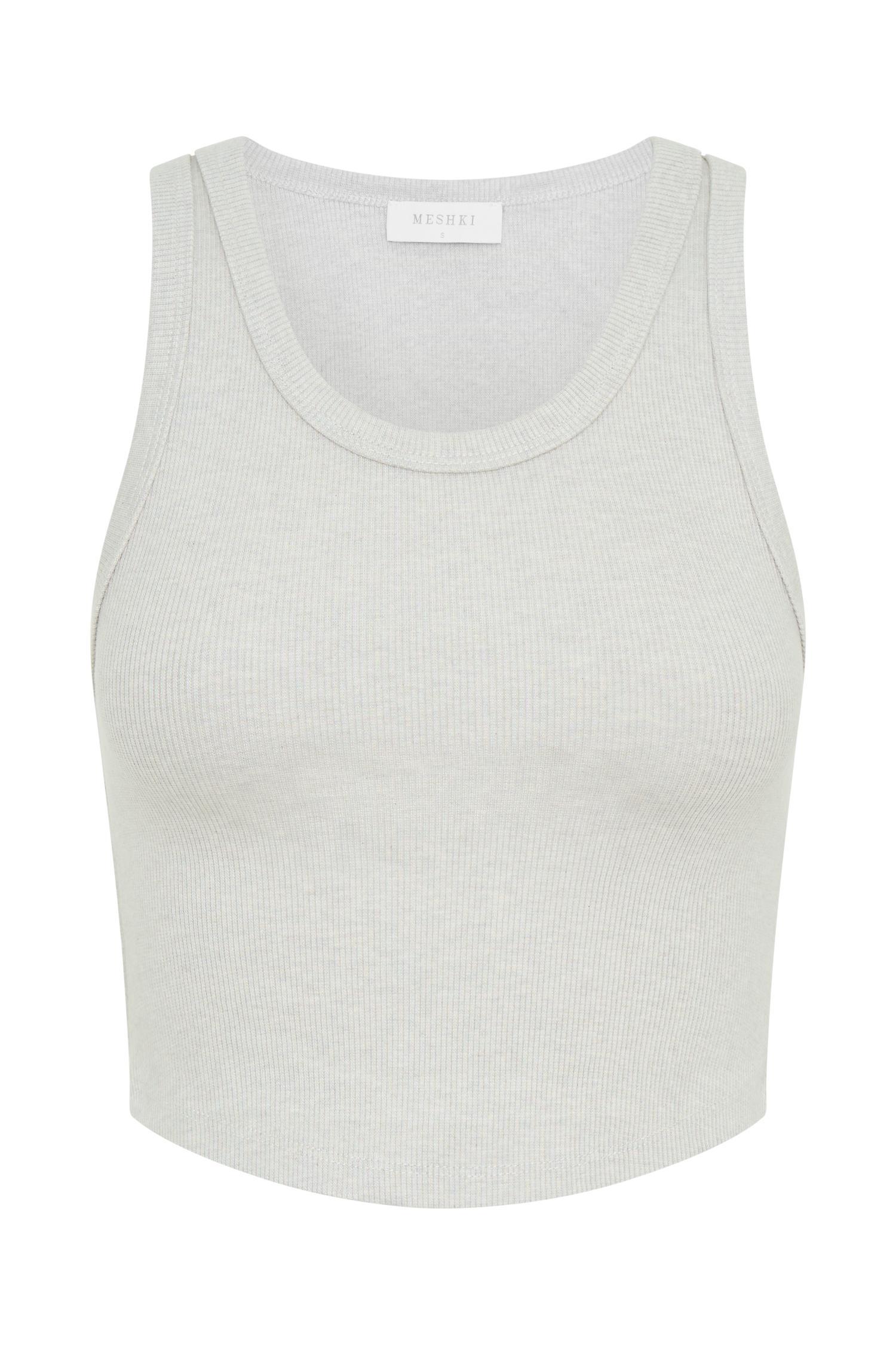 Morgana Ribbed Tank Top - Grey Marle Product Image