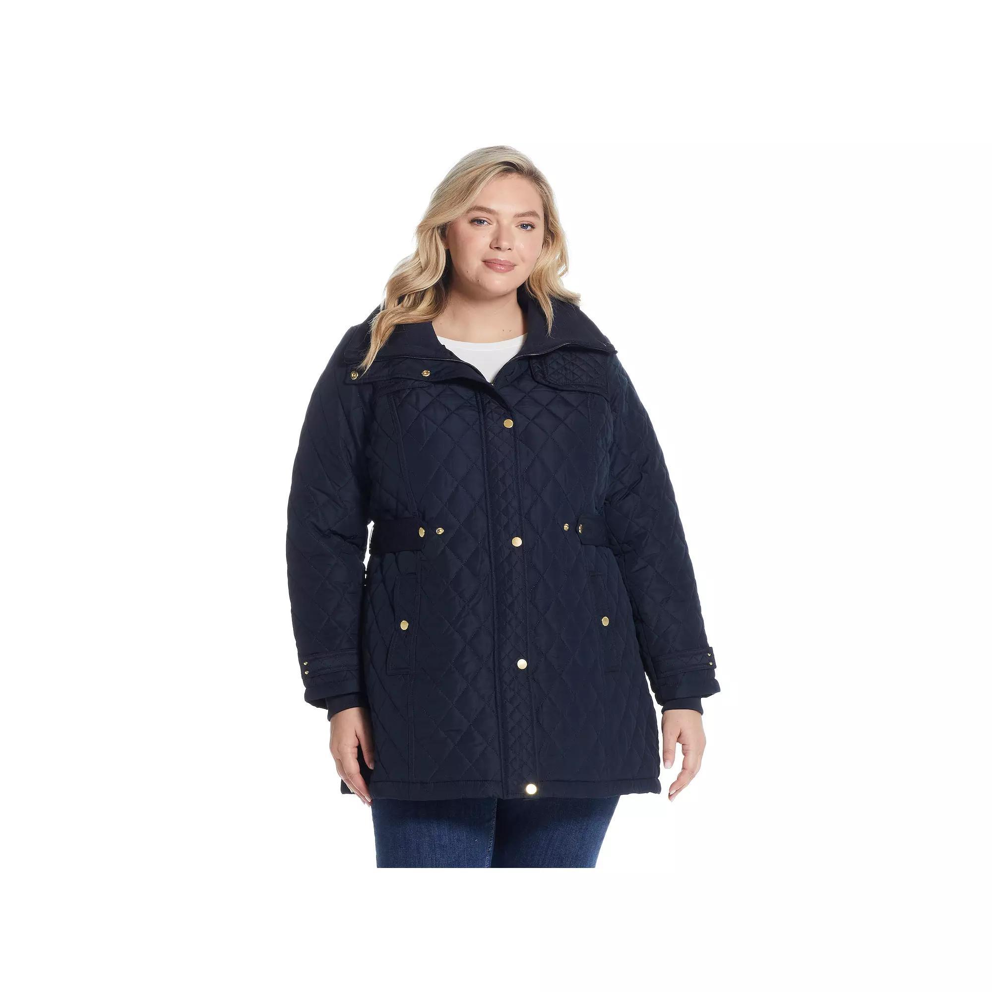 Plus Size Weathercast Hood Quilted Walker Jacket, Women's, Size: 1XL, Blue Product Image