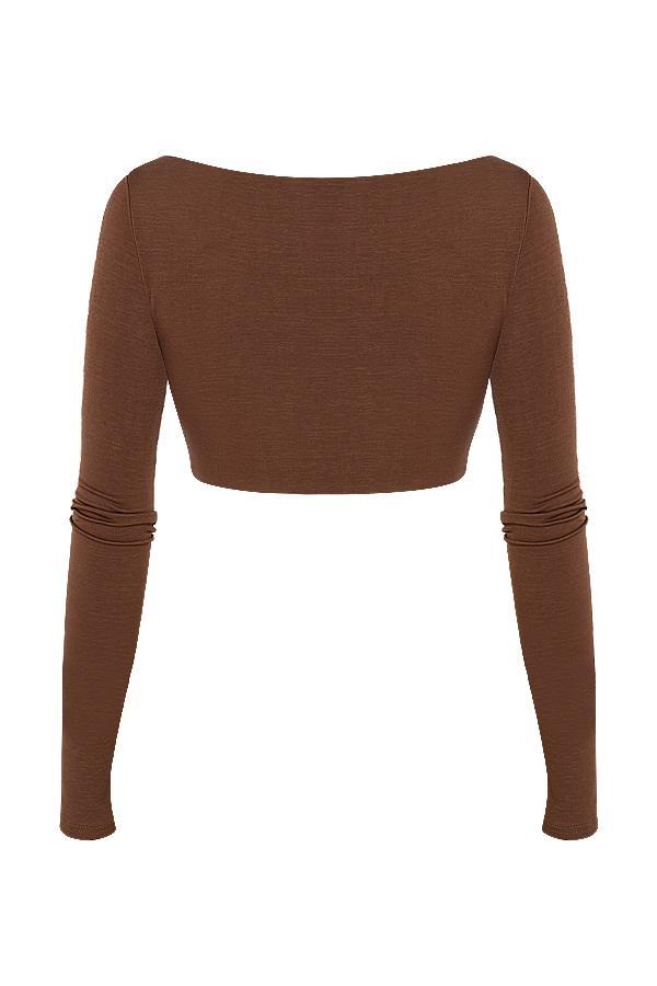 Angelita  chocolate gathered crop top Product Image