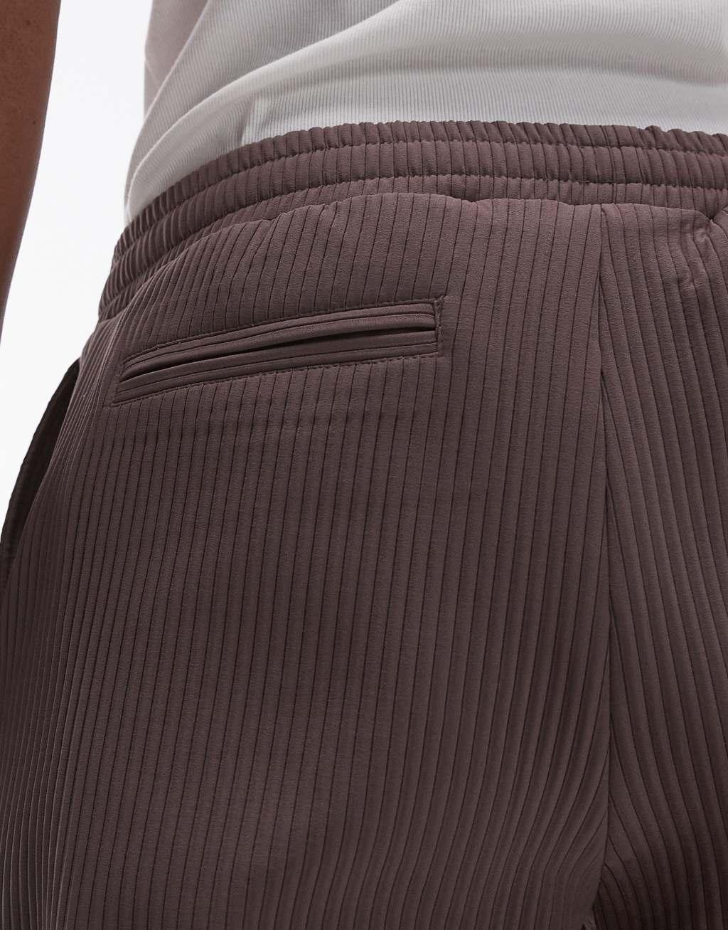 Topman wide leg plisse pants in brown - part of a set Product Image