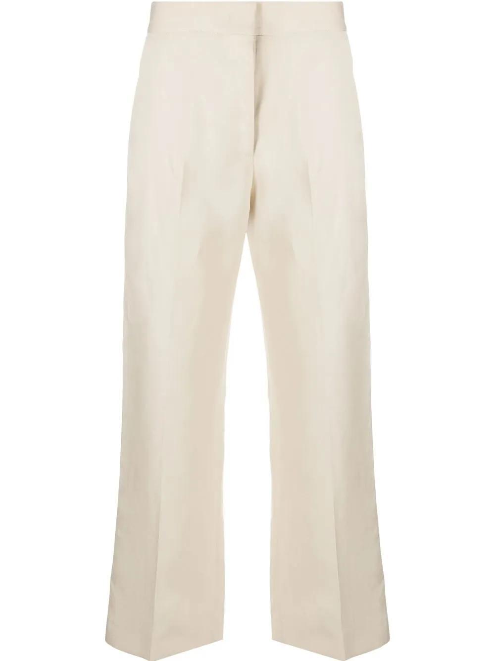 MSGM Cropped Straight-leg Trousers In Neutrals Product Image