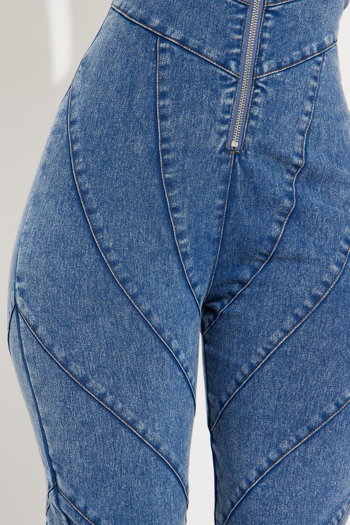 Southwest Denim Jumpsuit - Medium Wash Product Image