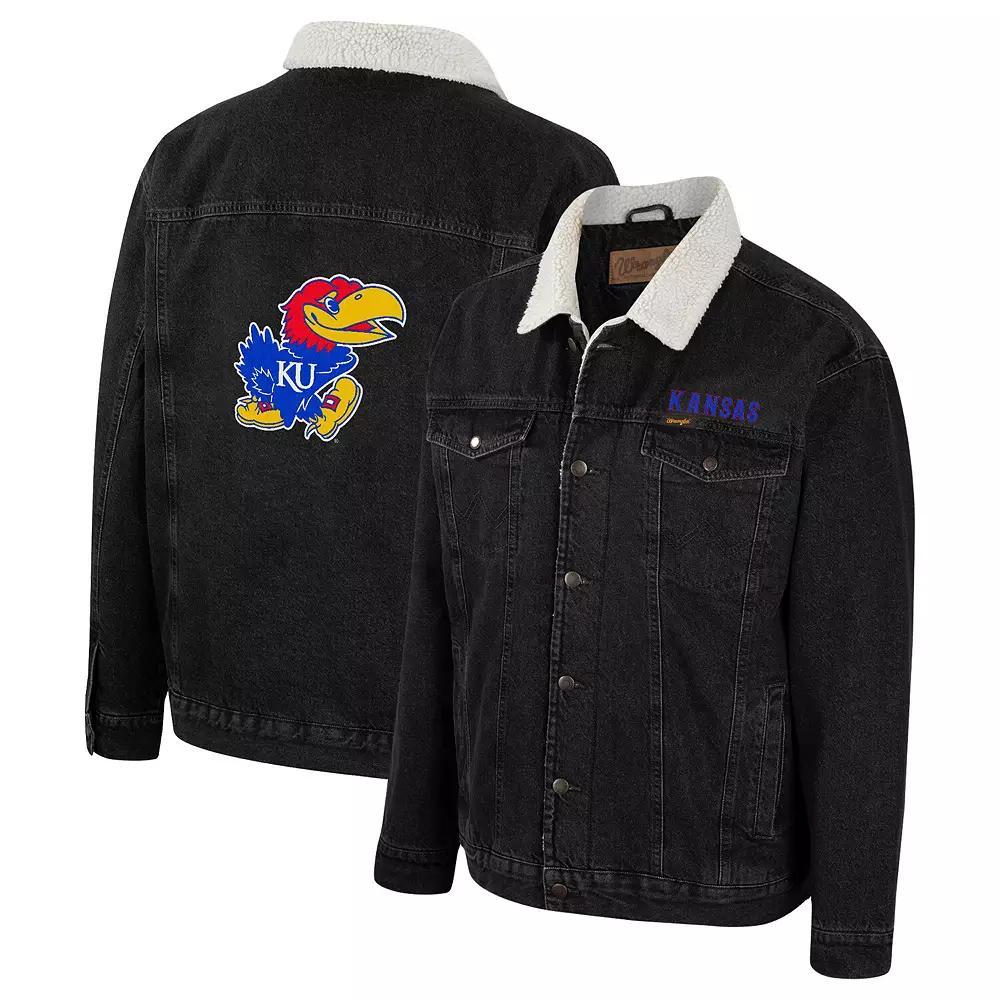 Men's Colosseum x Wrangler Charcoal Kansas Jayhawks Western Button-Up Denim Jacket, Size: Medium Product Image