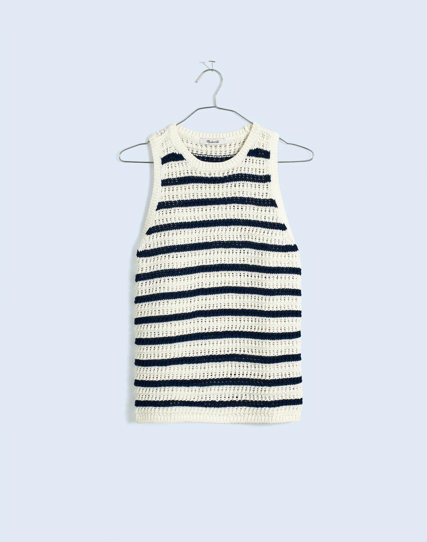 Crochet-Knit Crewneck Sweater Tank Product Image