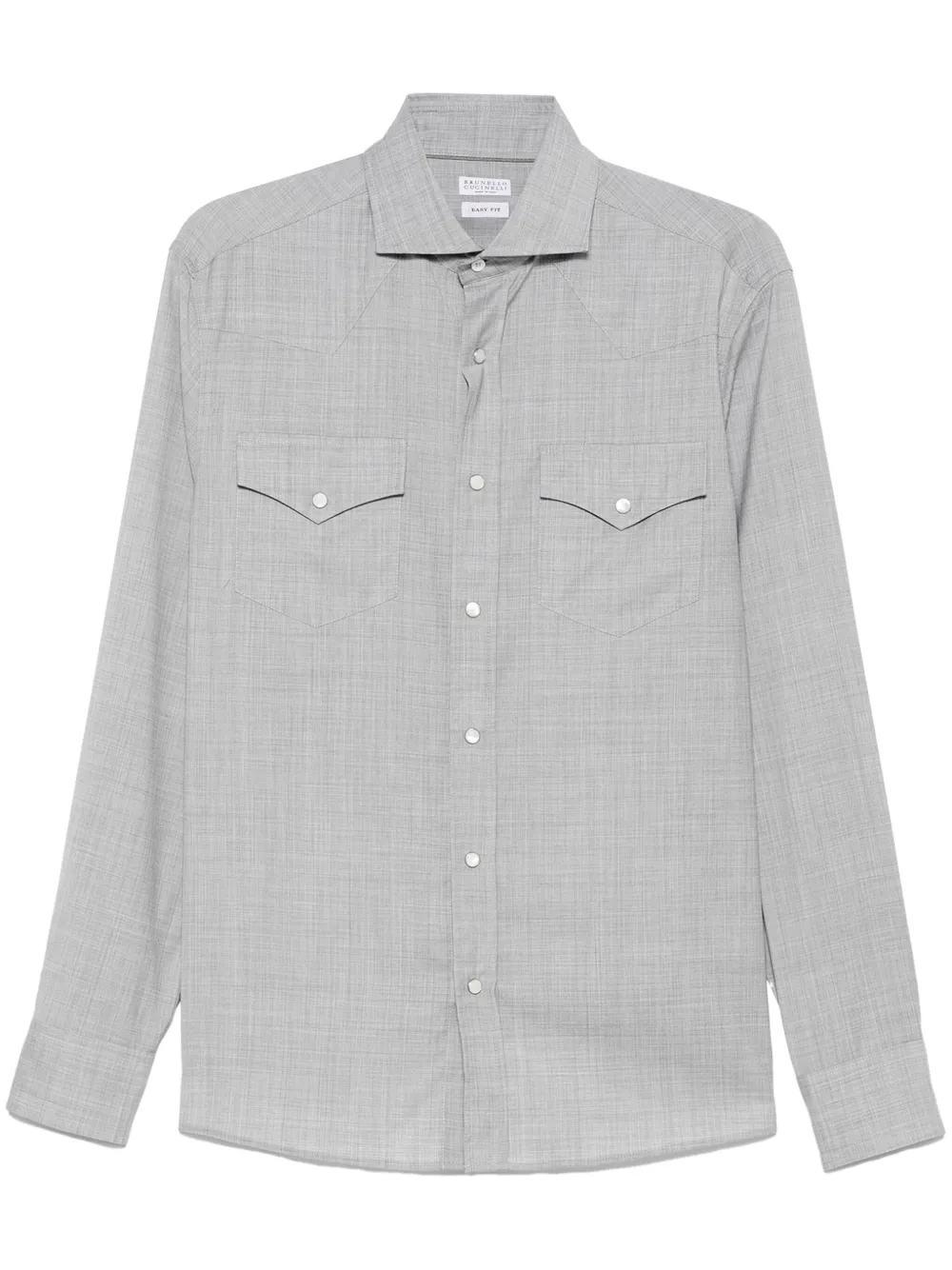 BRUNELLO CUCINELLI Wool Shirt In Gray Product Image
