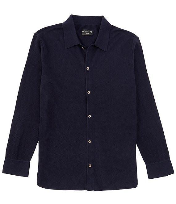 Goodlife Slim Fit Mini Waffle Knit Long Sleeve Button-Front Shirt Product Image