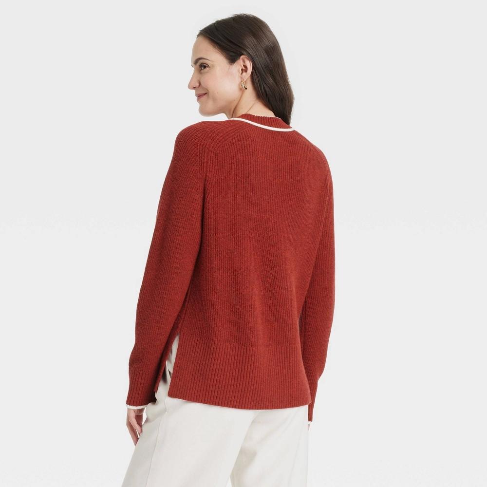 Women's Valentine's Crewneck Pullover Sweater - A New Day™ Red Hearts XS Product Image