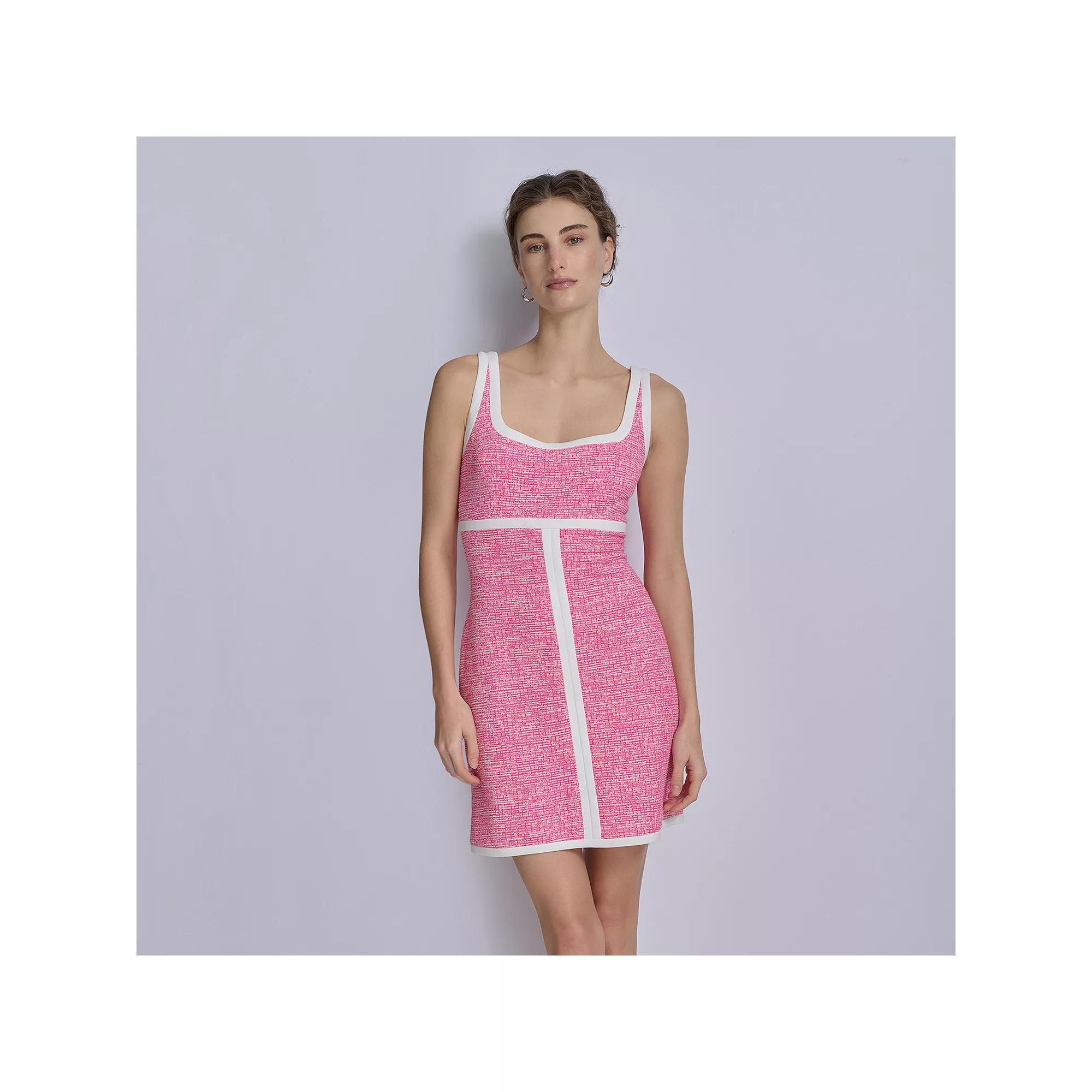 Women's La Nouvelle Renaissance Sleeveless Tweed Dress, Size: 16, Pink White Product Image