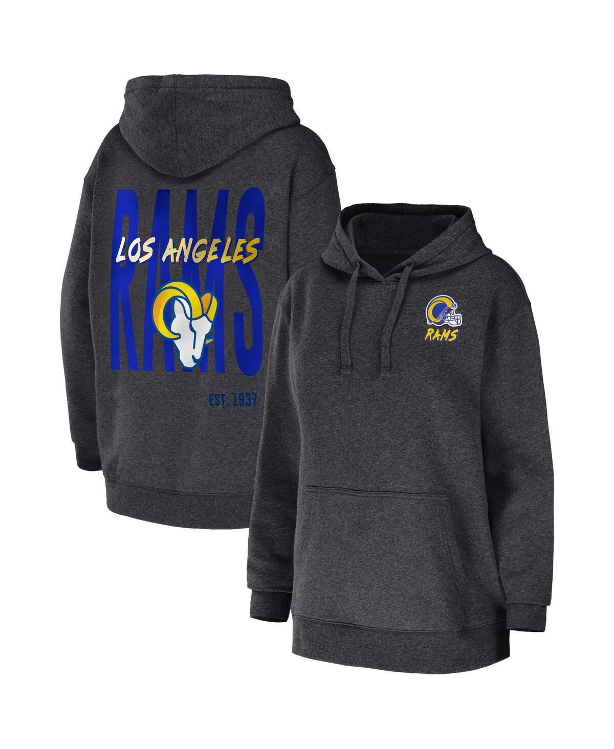 Women's WEAR by Erin Andrews Heather Charcoal Los Angeles Rams Fleece Pullover Hoodie, Size: 2XL Product Image