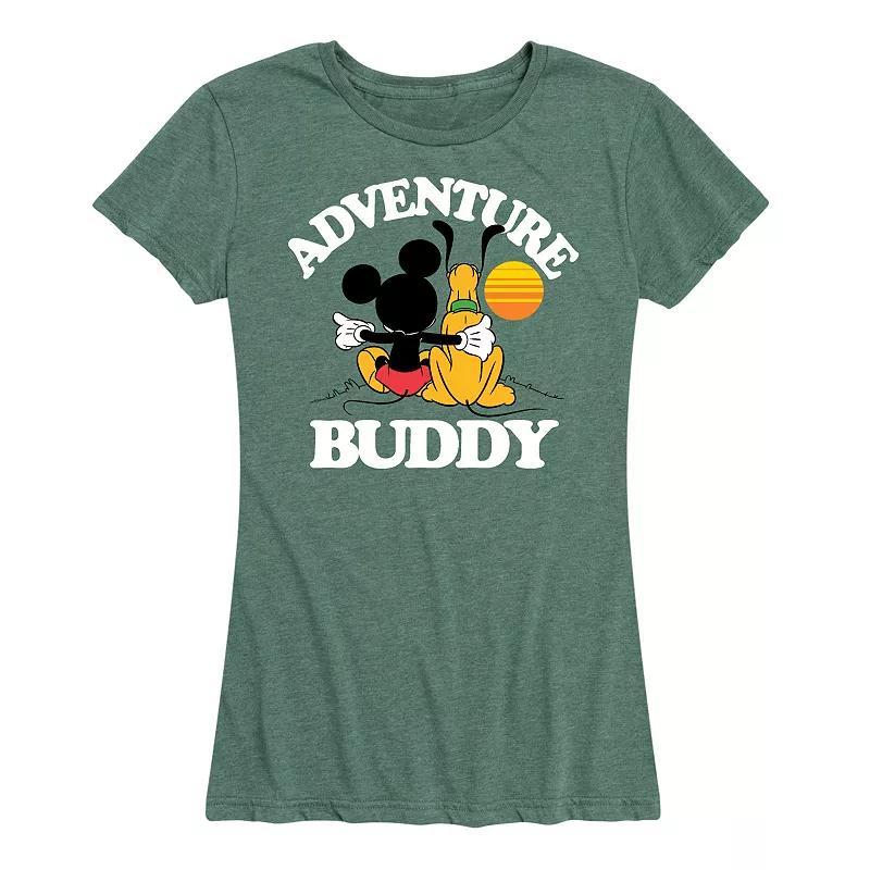 Disneys Mickey Mouse & Pluto Womens Adventure Partner Graphic Tee Grey Gray Product Image