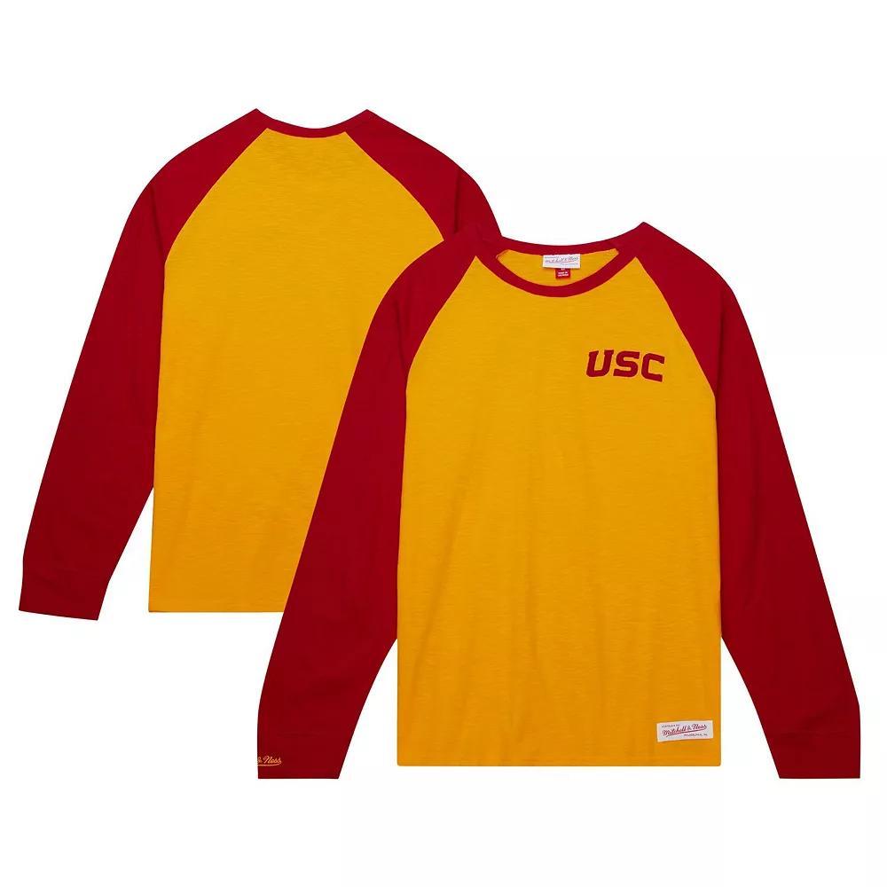 Men's Mitchell & Ness Gold USC Trojans Legendary Slub Raglan Long Sleeve T-Shirt, Size: Medium Product Image