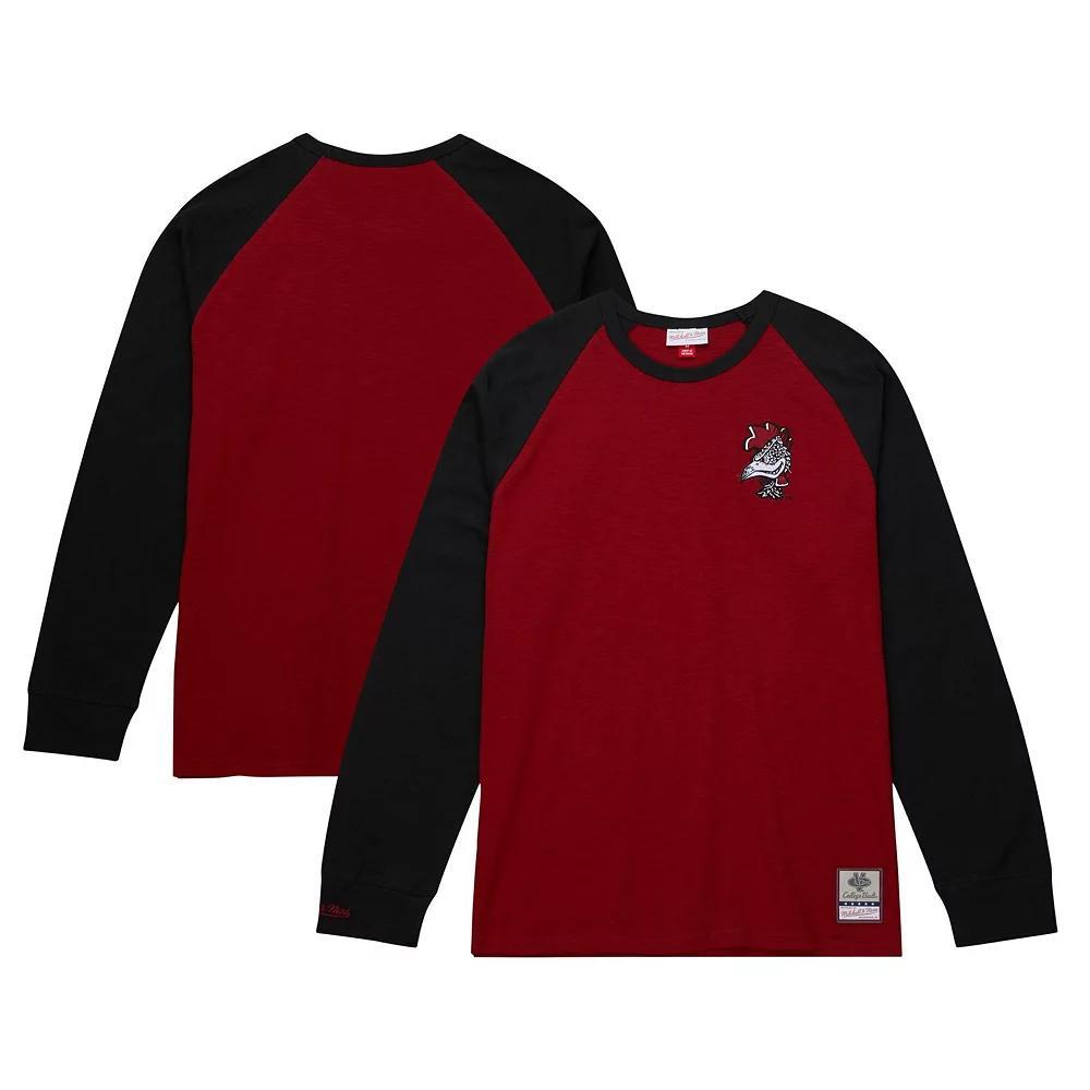 Men's Mitchell & Ness Red Kansas Jayhawks Legendary Slub Raglan Long Sleeve T-Shirt, Size: Small Product Image
