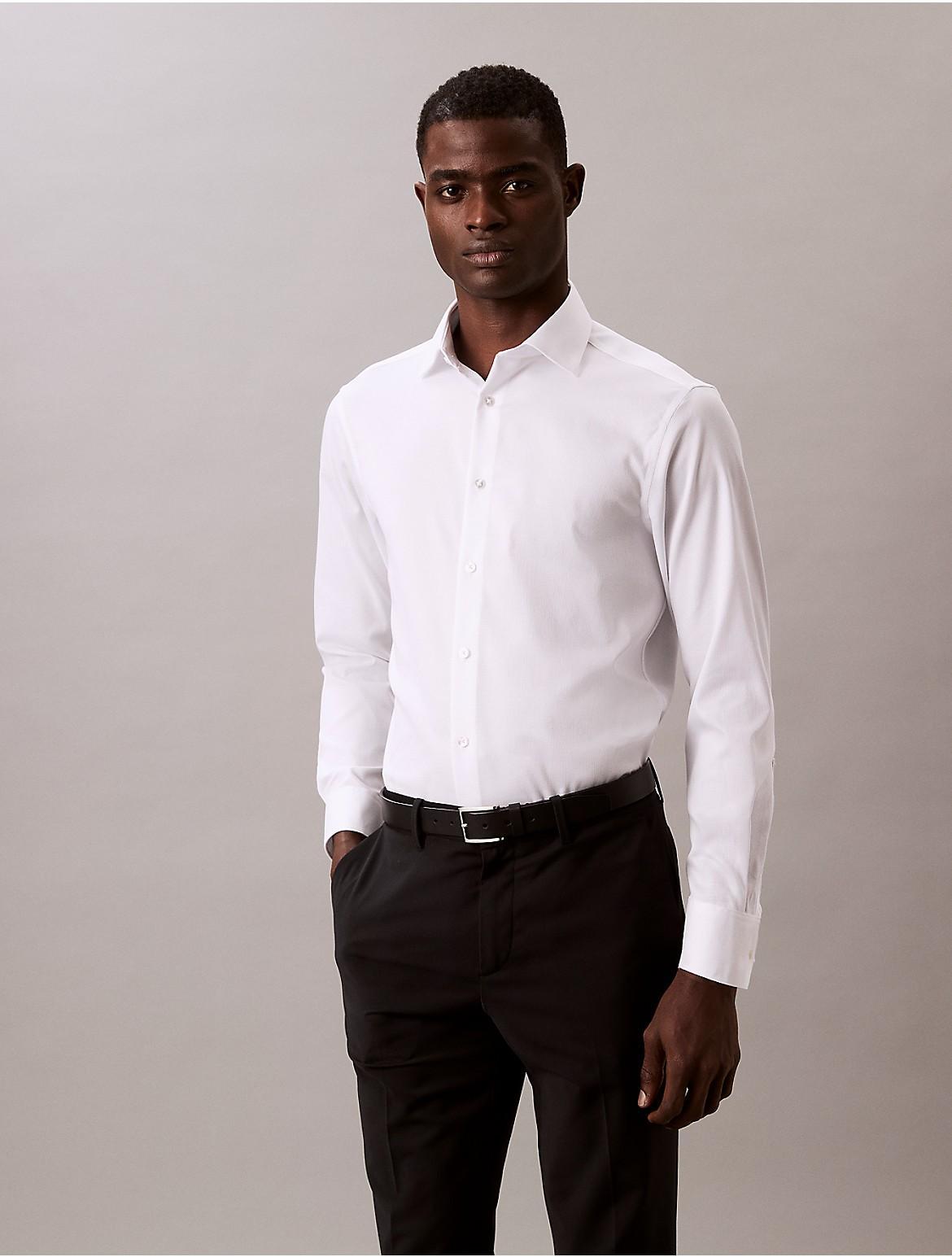 Calvin Klein Men's Steel Solid Slim Fit Button-Down Shirt - Blue - 16/34-35 Product Image