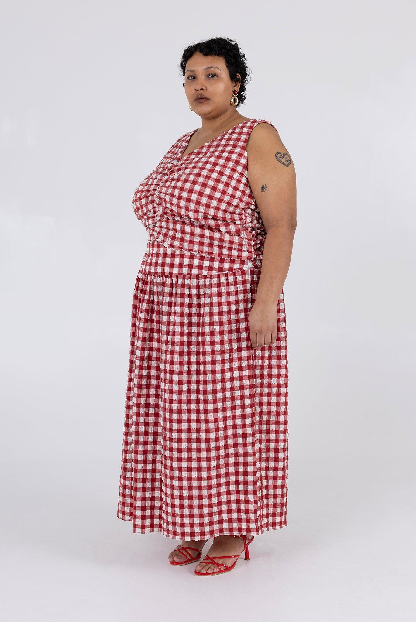 Isabella Top - Lipstick Check Product Image