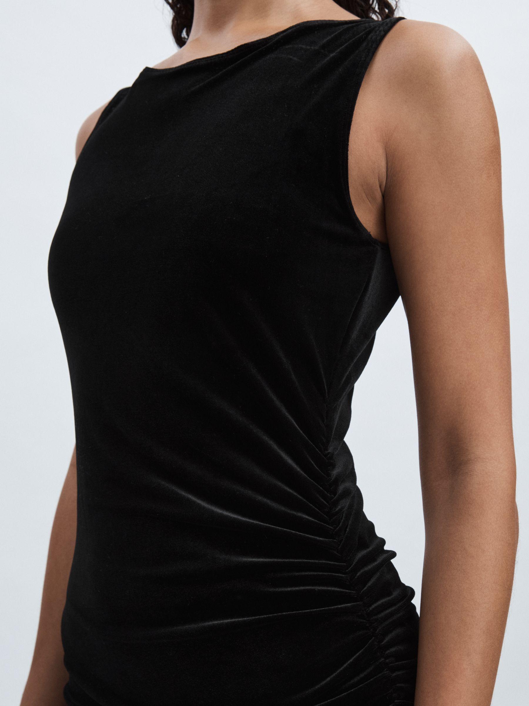 Velvet Ruched Mini Dress in Black Product Image