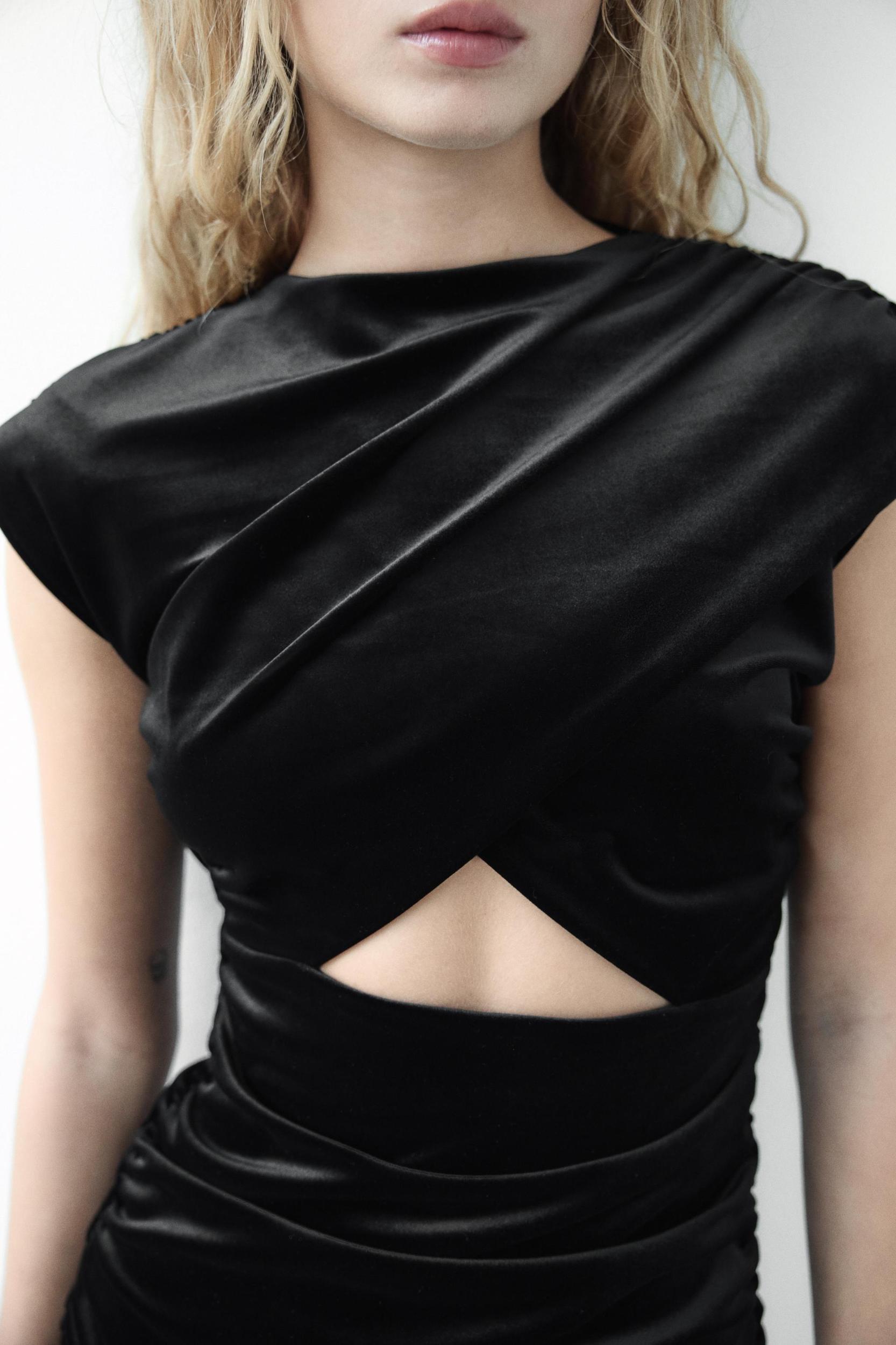CUT OUT VELVET MINI DRESS Product Image