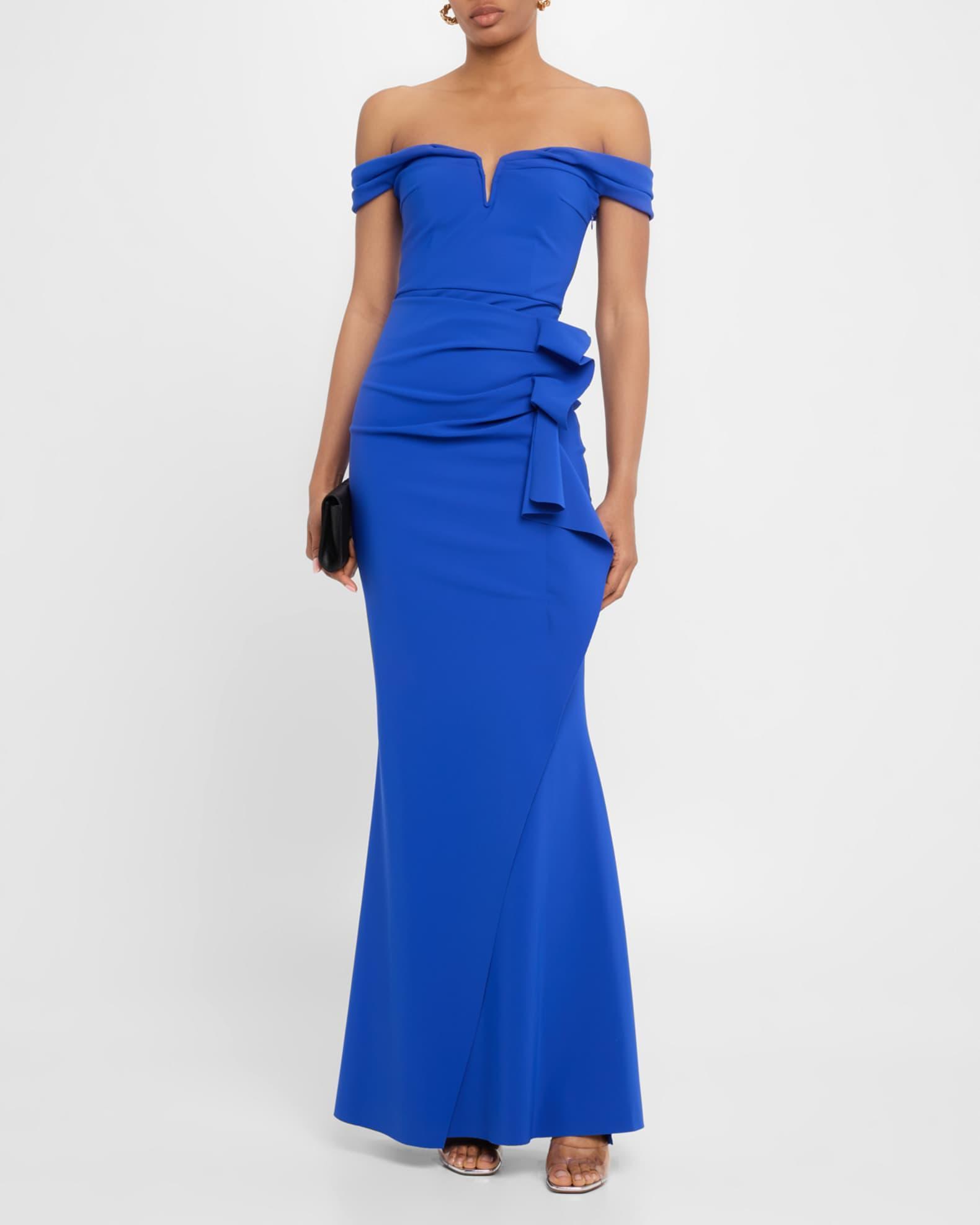 Off-Shoulder Ruffle Mermaid Gown Product Image