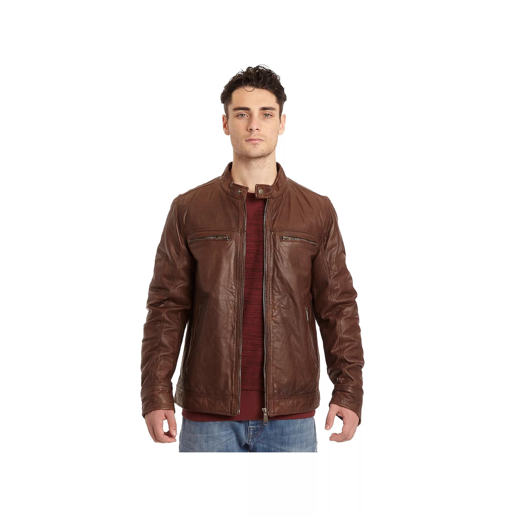 Men's Excelled Lamb Leather Moto Jacket, Size: XXL, Brown Product Image