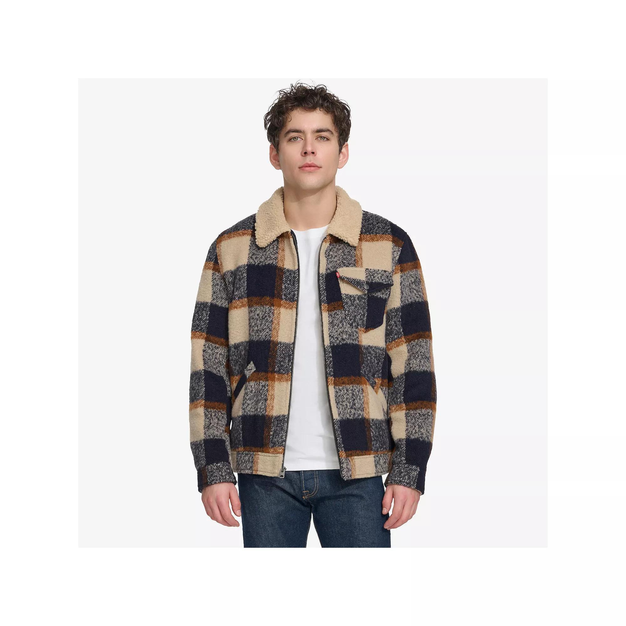 Men's Levi's® Wool Blended Depot Jacket with Sherpa Collar, Size: Large, Skater Plaid Product Image