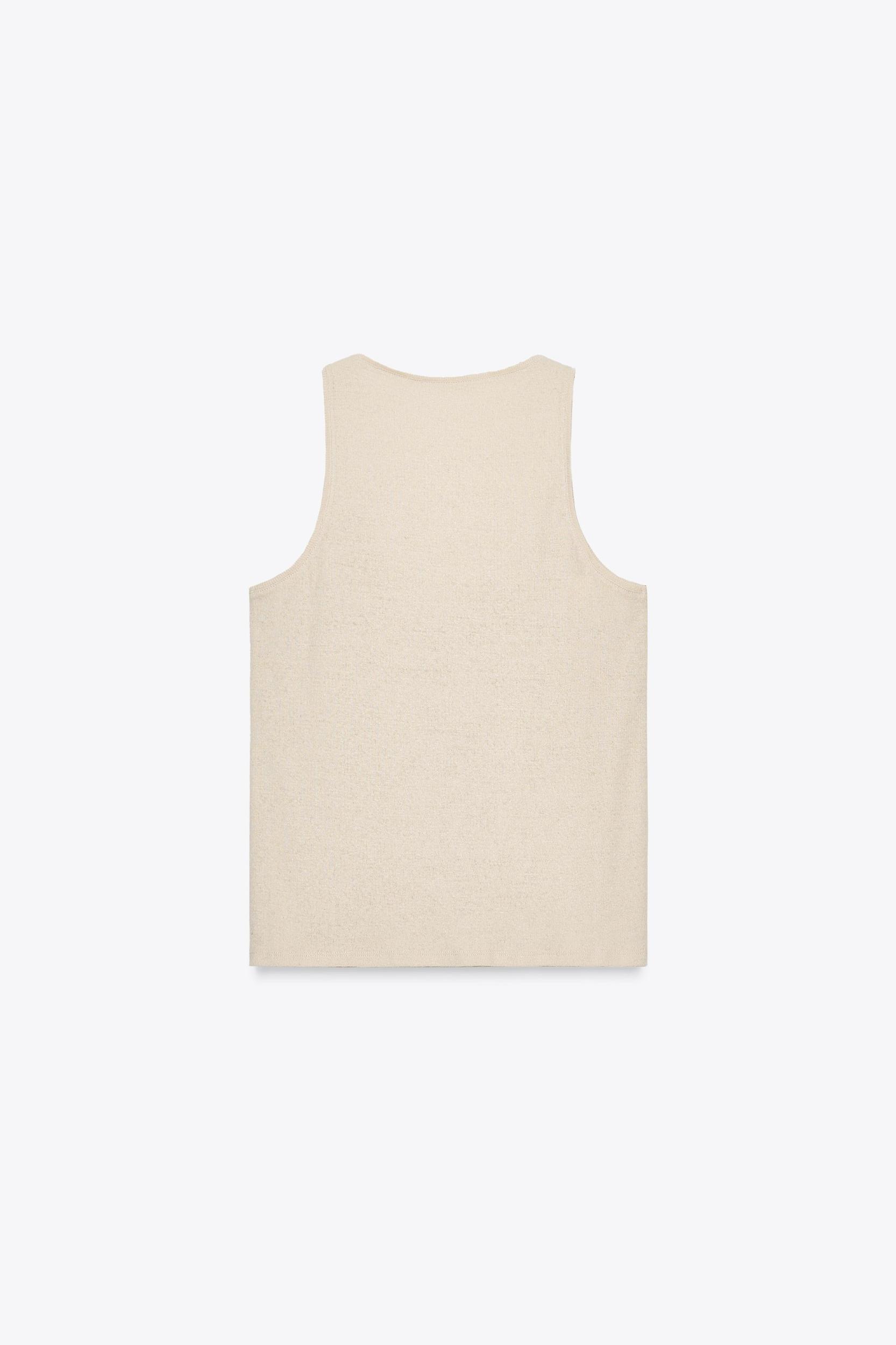 LINEN AND COTTON BLEND STRAPPY TOP Product Image
