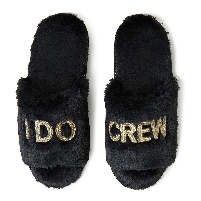 Dearfoams "I Do" Faux-Fur Bridal Women's Slide Slippers, Size: Small, I Do Blue Product Image