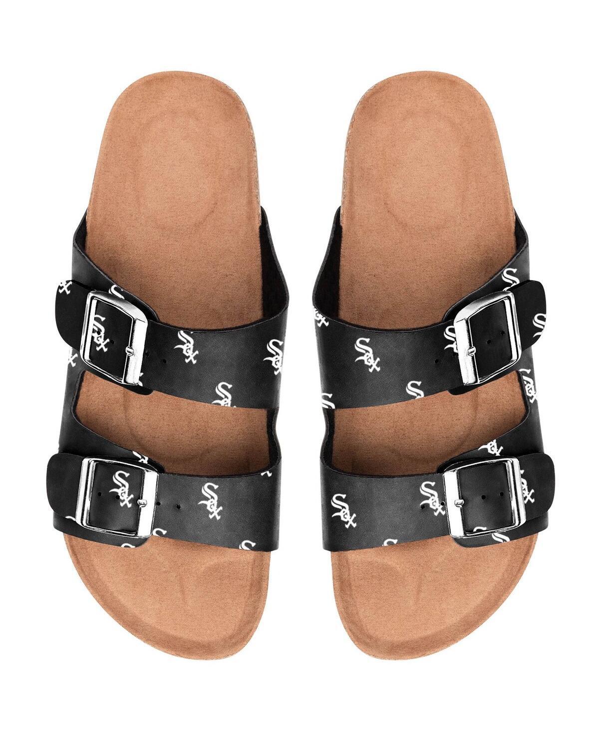 Women's Chicago White Sox Mini Print Double Buckle Sandal, Size: XL, Black Product Image