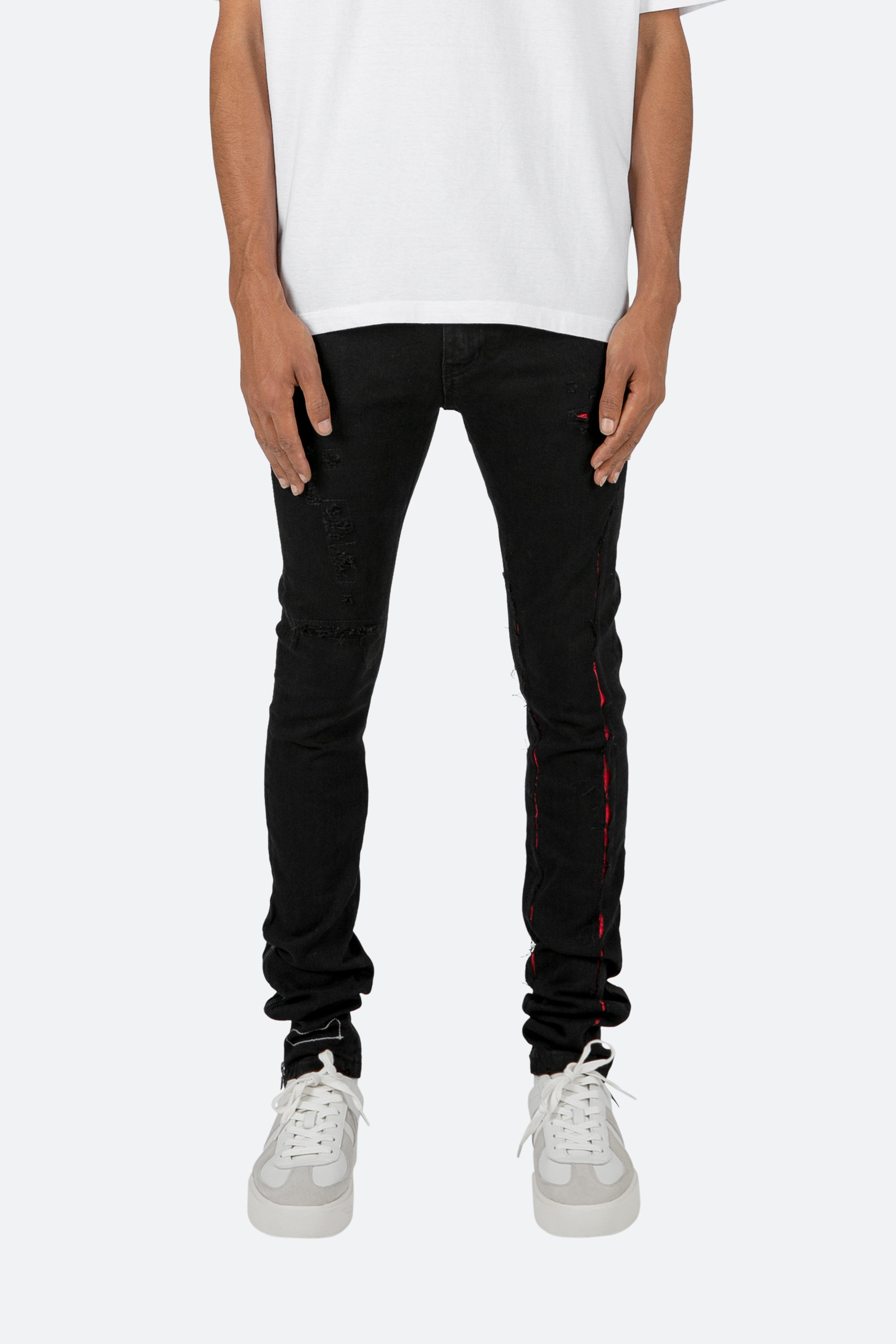 X412 Lava Skinny Denim - Black/Red Product Image