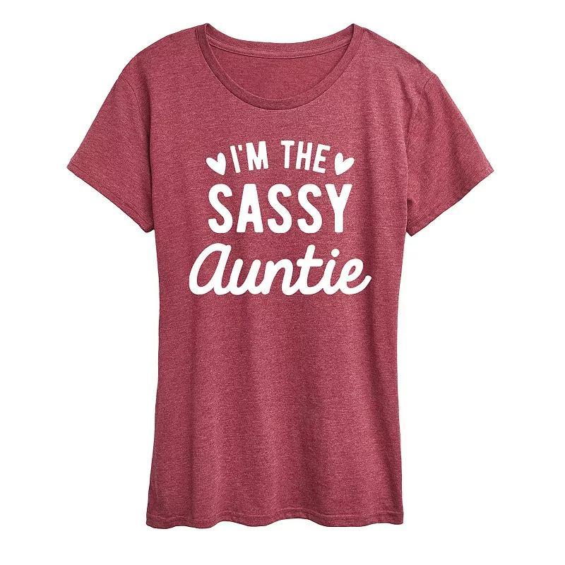 Plus Im The Sassy Auntie Graphic Tee, Womens Grey Wine Product Image