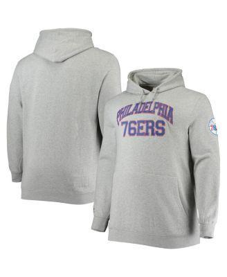 Men's Mitchell & Ness Heathered Gray Philadelphia 76ers Hardwood Classics Big & Tall Throwback Pullover Hoodie, Size: 3XB, 76r Grey Product Image