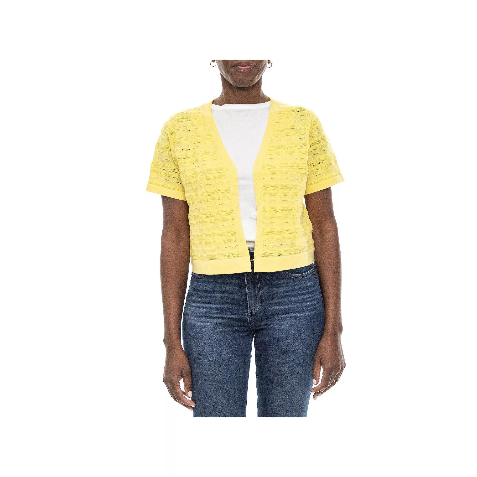 Women's Nina Leonard Novelty Stitch Bolero Jacket, Size: Small, Yellow Zest Product Image