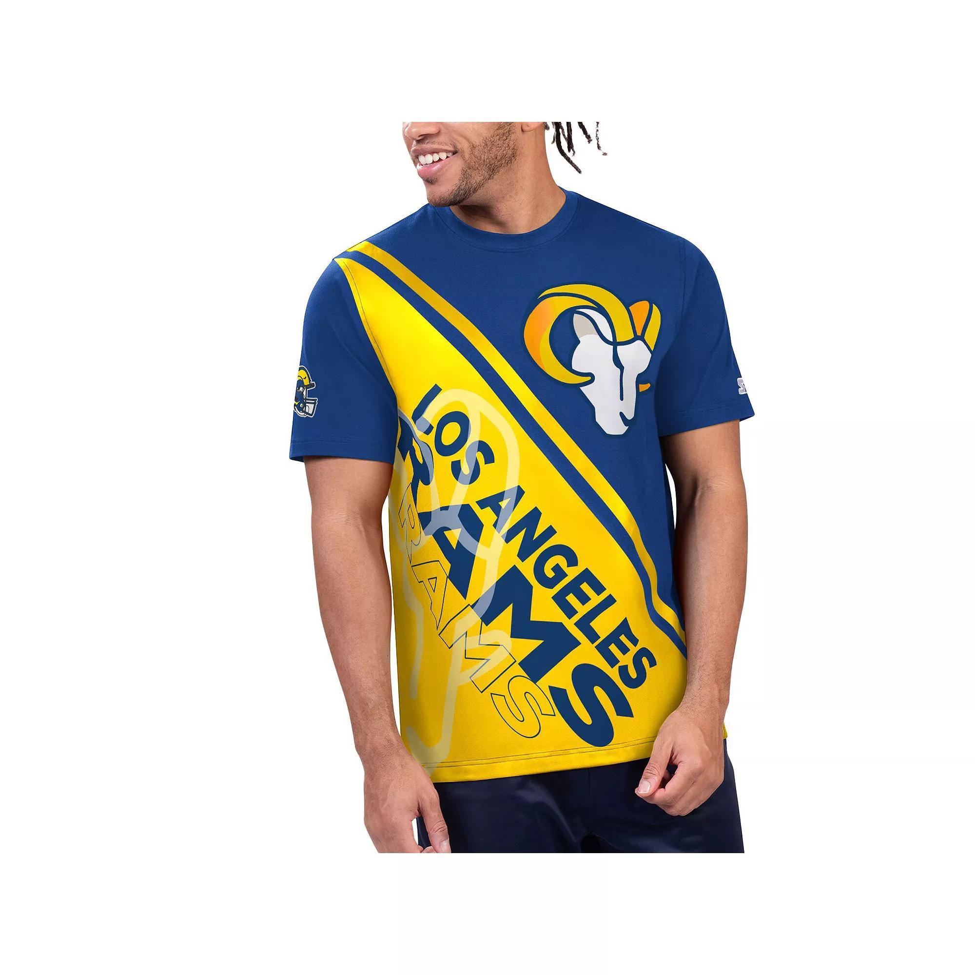 Men's Starter Royal/Gold Los Angeles Rams Finish Line Extreme Graphic T-Shirt, Size: Large, Blue Product Image