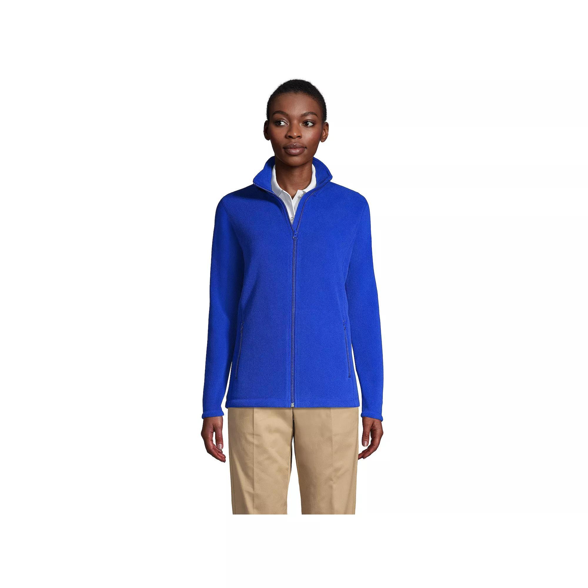 Women's Lands' End Full-Zip Long Sleeve Fleece Jacket, Size: Medium, Blue Product Image