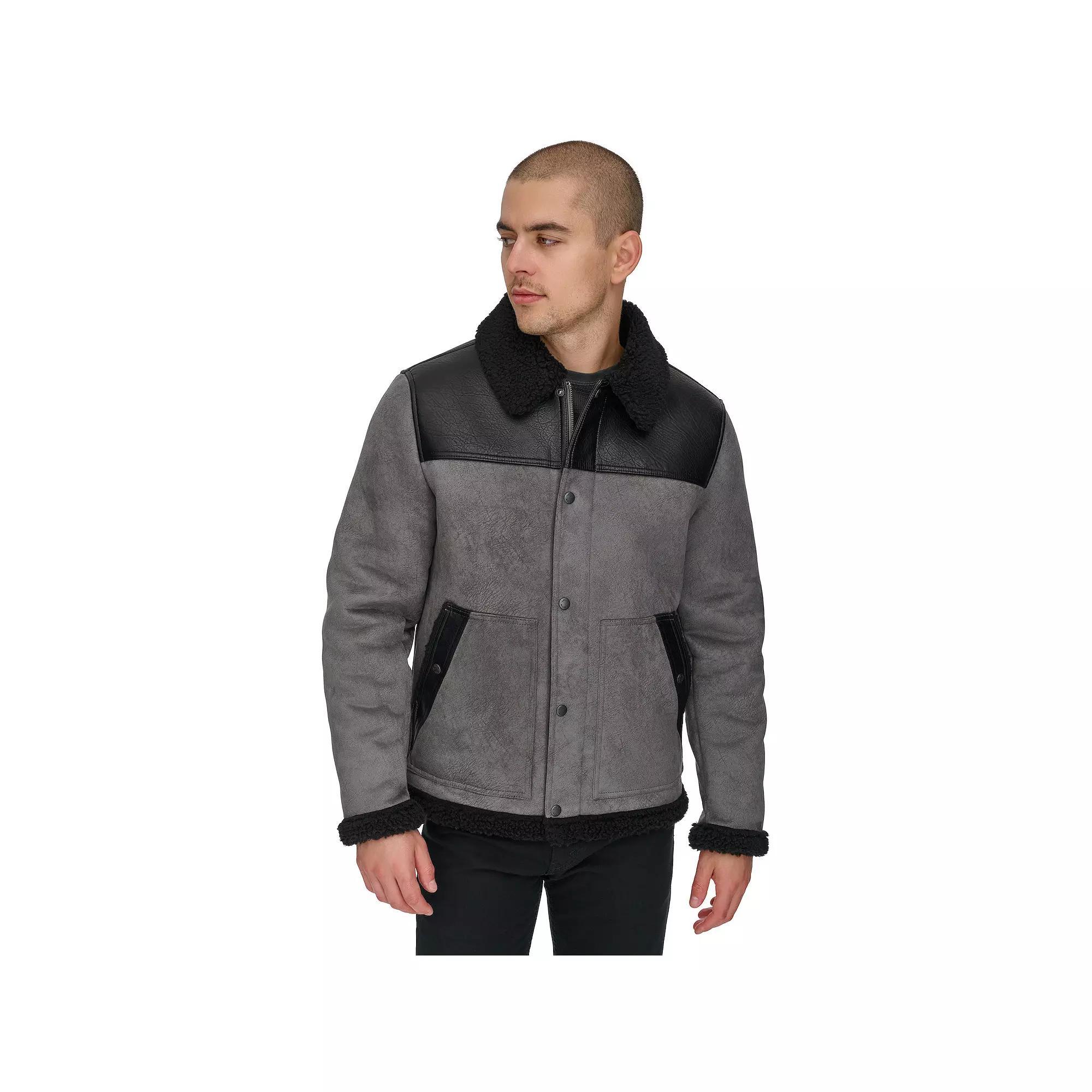 Men's Levi's Faux Leather Shearling Western Jacket, Size: XL, Grey Product Image