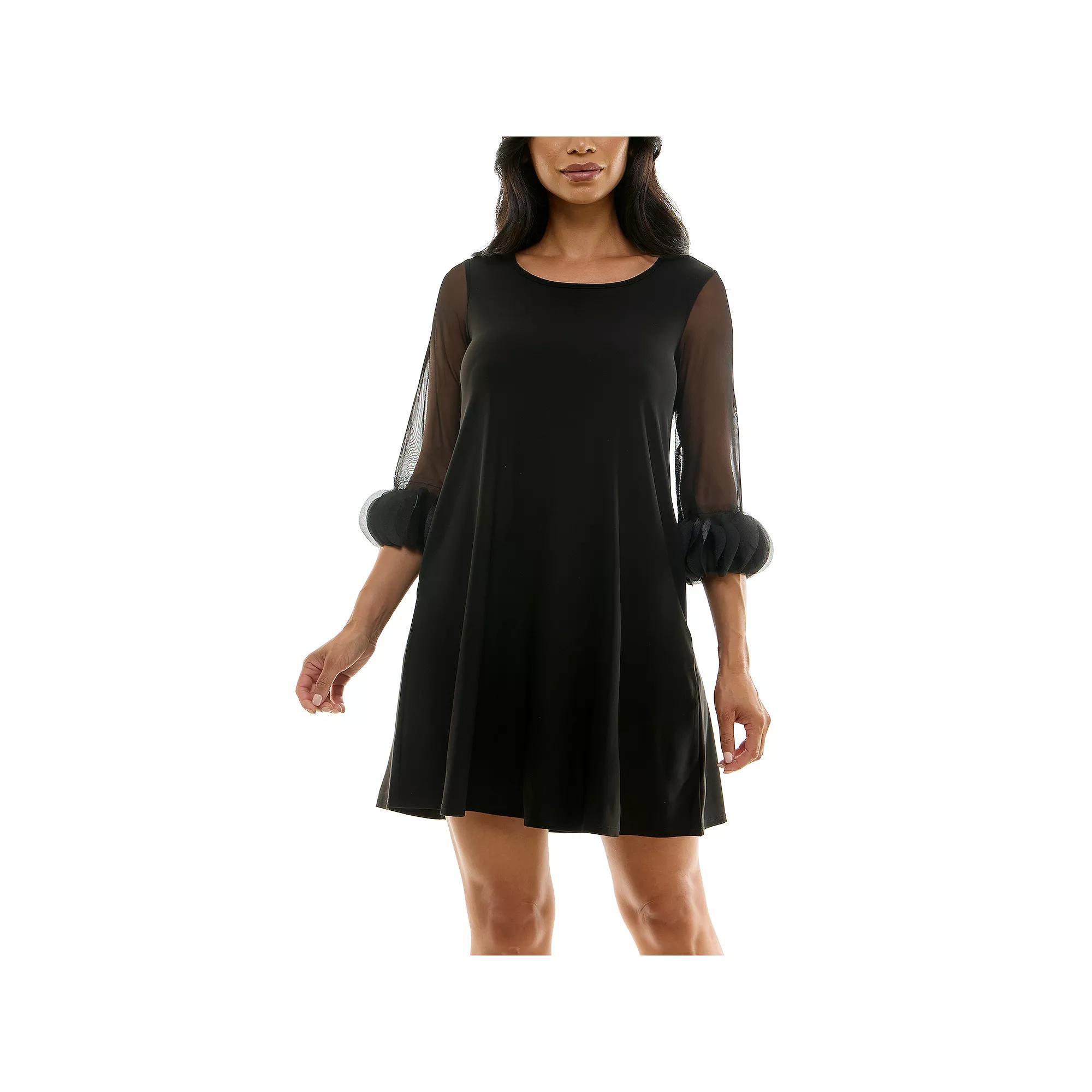 Women's Nina Leonard Trapeze Dress with Pockets, Size: Large, Black One Product Image