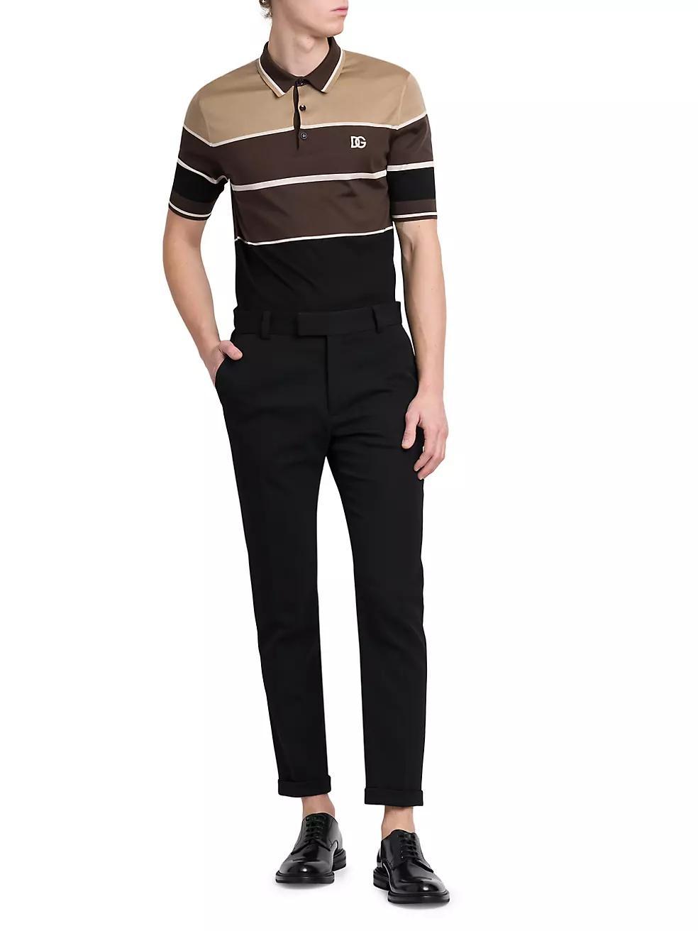 Striped Silk Polo Shirt Product Image