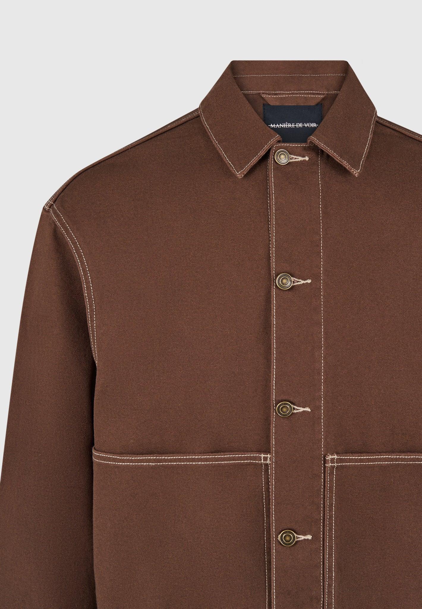 Contrast Stitch Carpenter Jacket - Brown Male Product Image