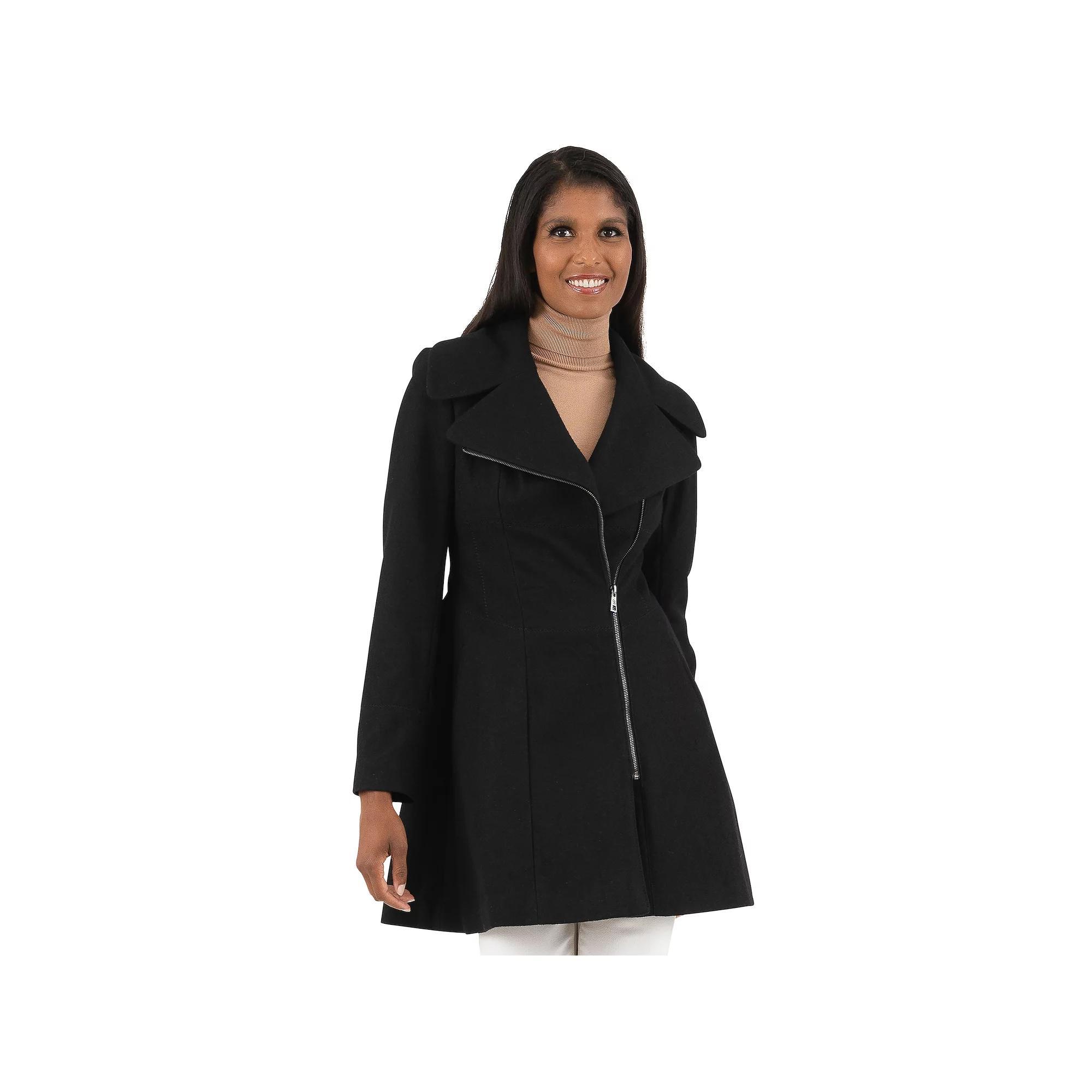Women's Fleet Street Classic Asymmetrical Wool-Blend Coat, Size: XS, Black Product Image