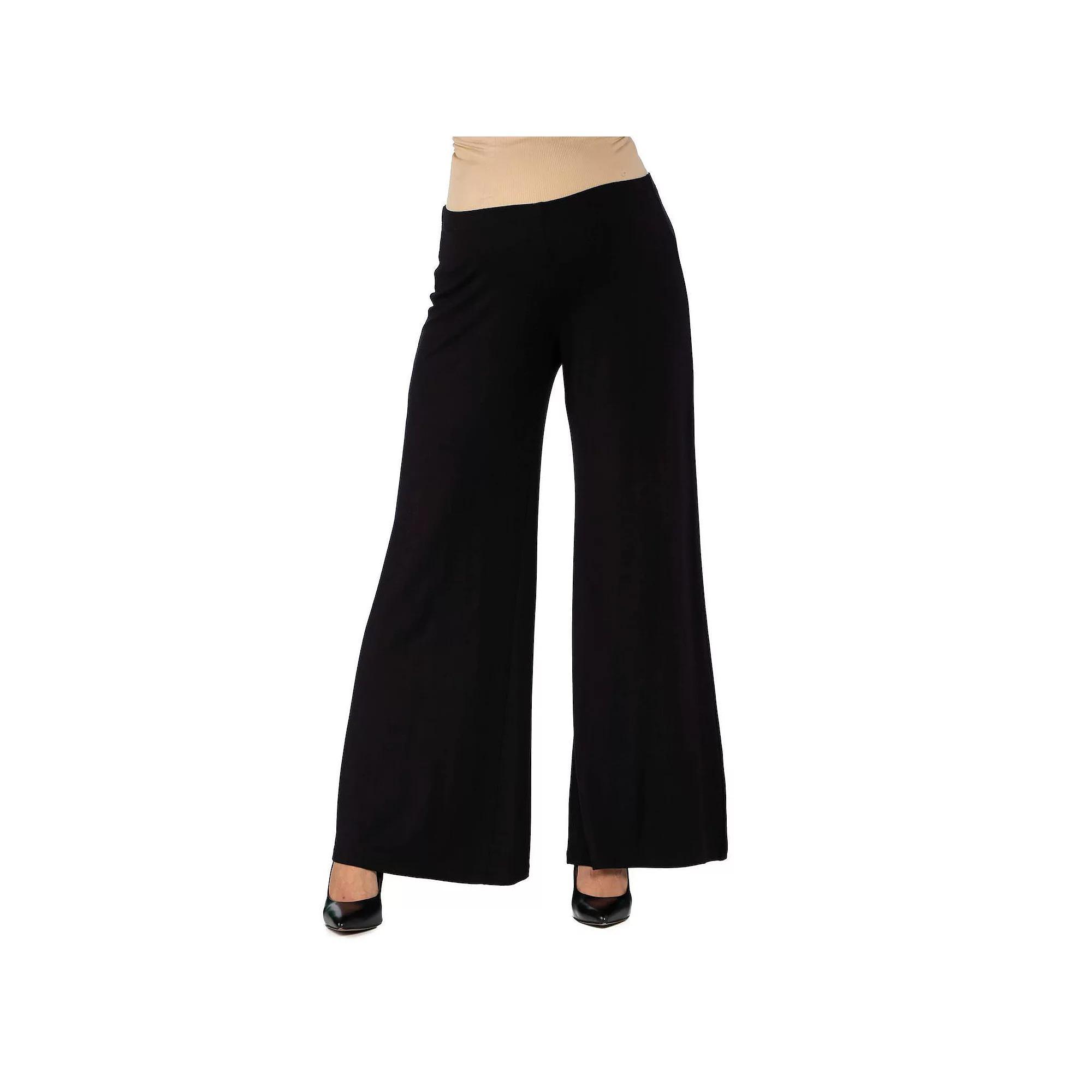 Maternity 24Seven Comfort Apparel Palazzo Pants, Women's, Size: Small-Mat, Black Product Image