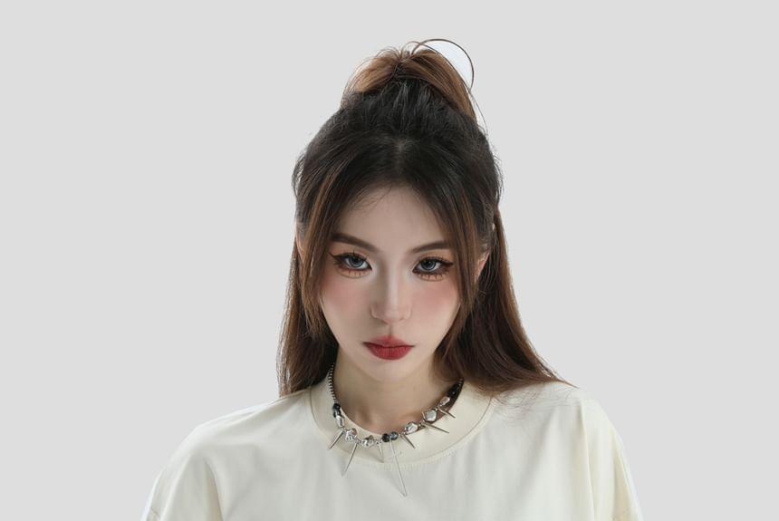 Short Sleeve Crew Neck Butterfly Print Oversized T-Shirt Product Image