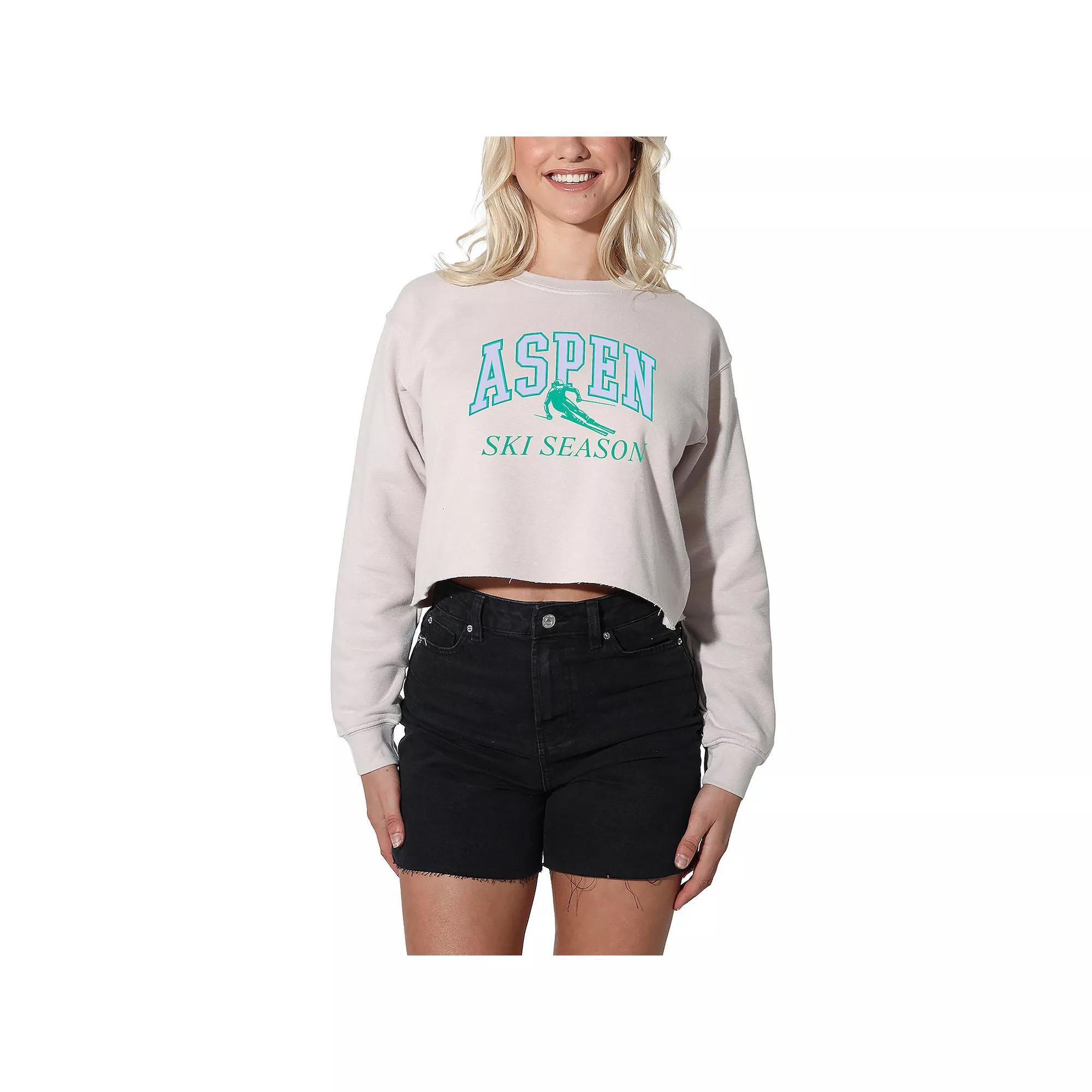 Women's Suburban Riot Aspen Ski Season Cropped Graphic Sweatshirt, Girl's, Size: XXL, Beige Product Image