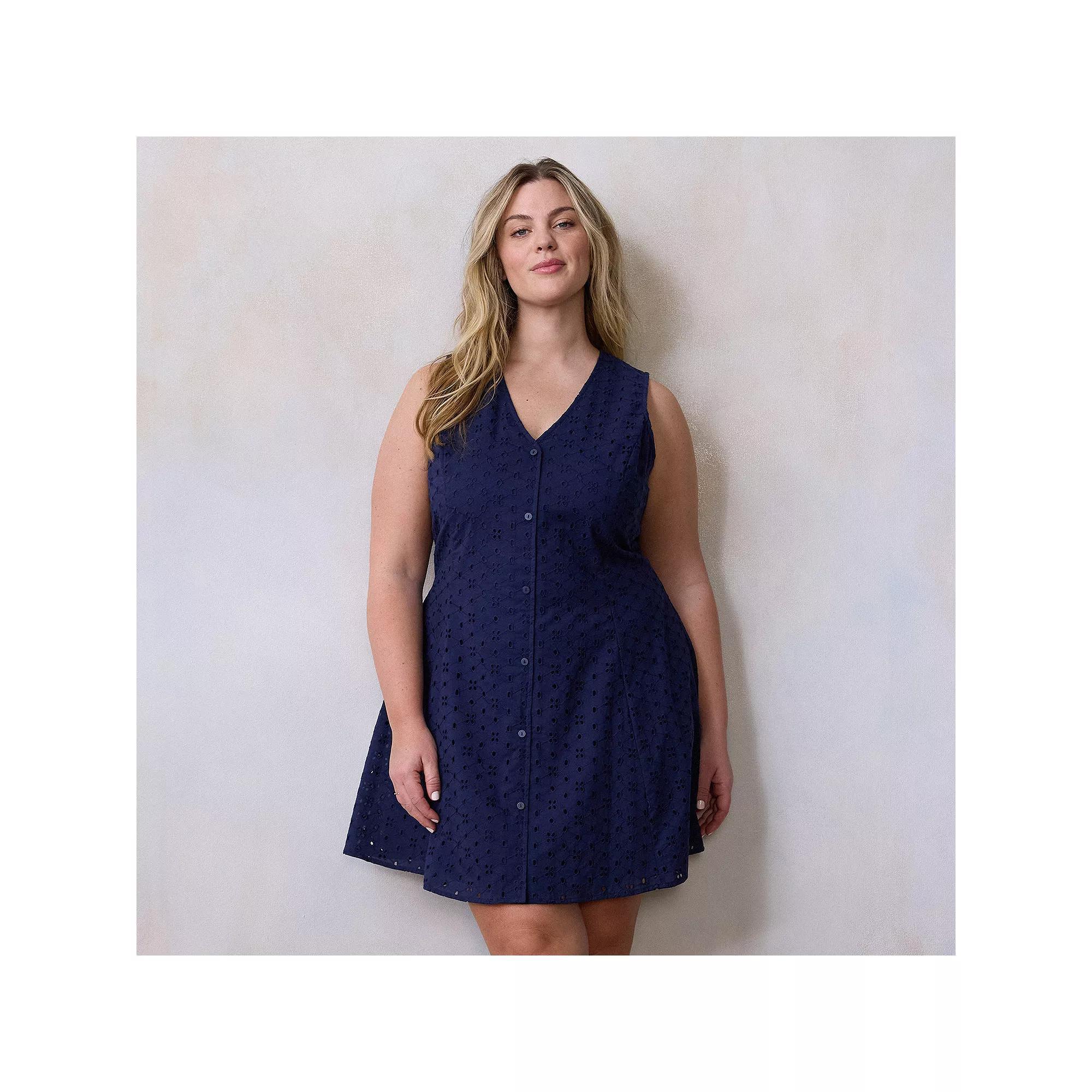 Plus Size LC Lauren Conrad Souvenir Mini Dress, Women's, Size: 1XL, Seattle Blue Product Image
