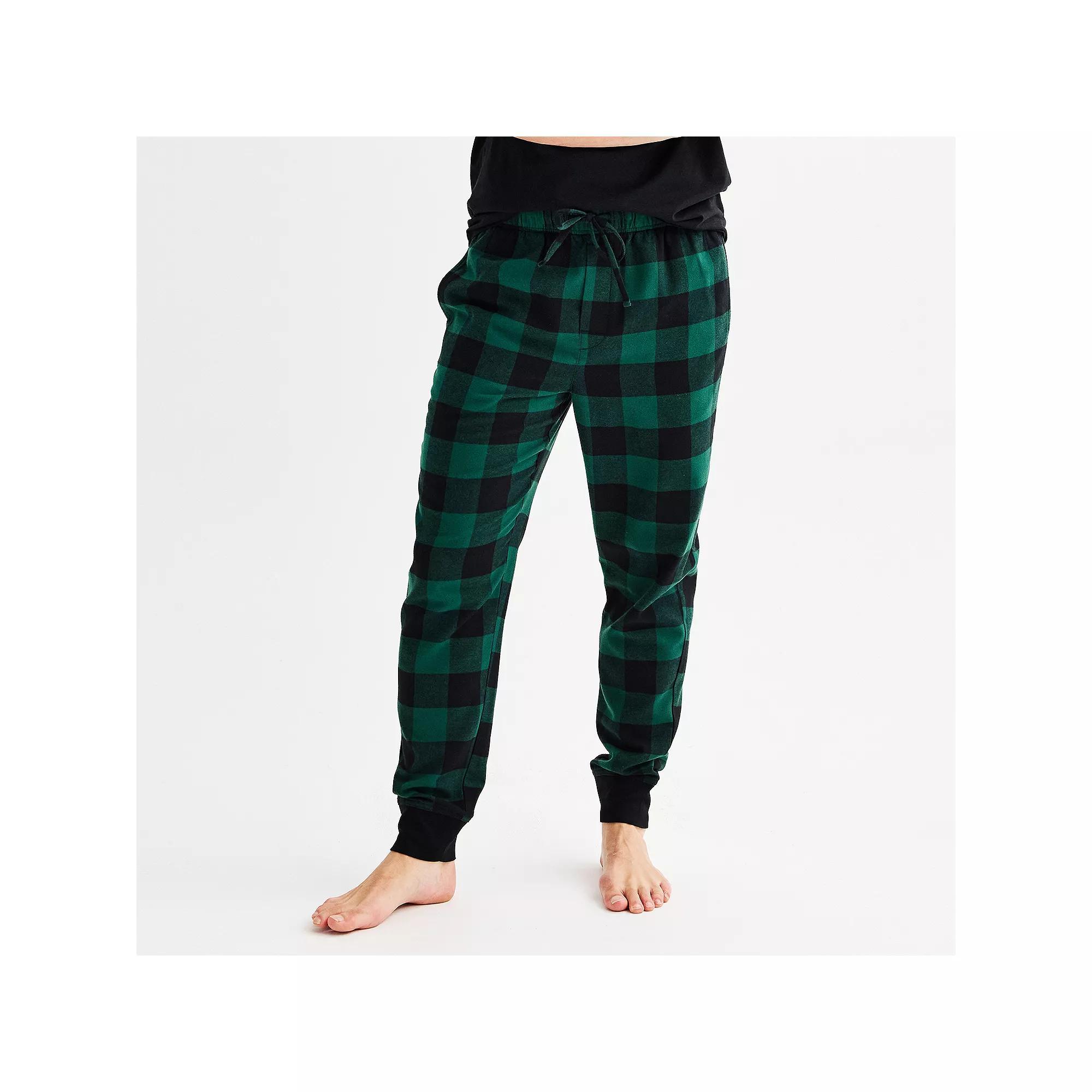 Men's Sonoma Goods For Life® Banded Bottom Flannel Pajama Pants, Size: Large, Black Biege Plaid Product Image