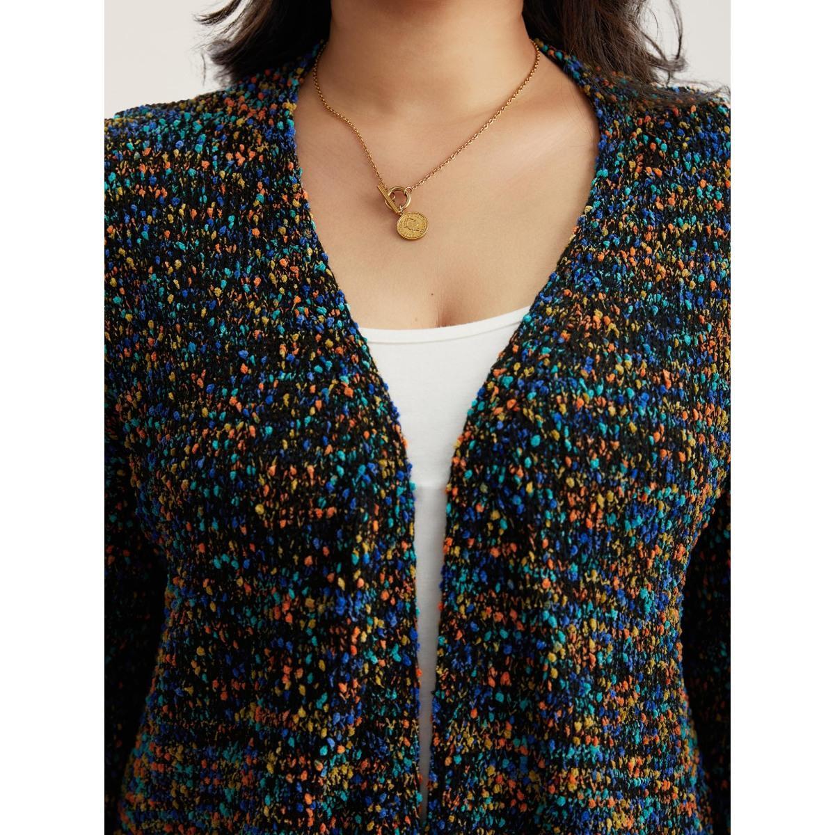 Plus Size Color Textured Open Front Cardigan Multicolor Women Casual Loose Long Sleeve Dailywear Cardigans BloomChic 18-20/2X Product Image