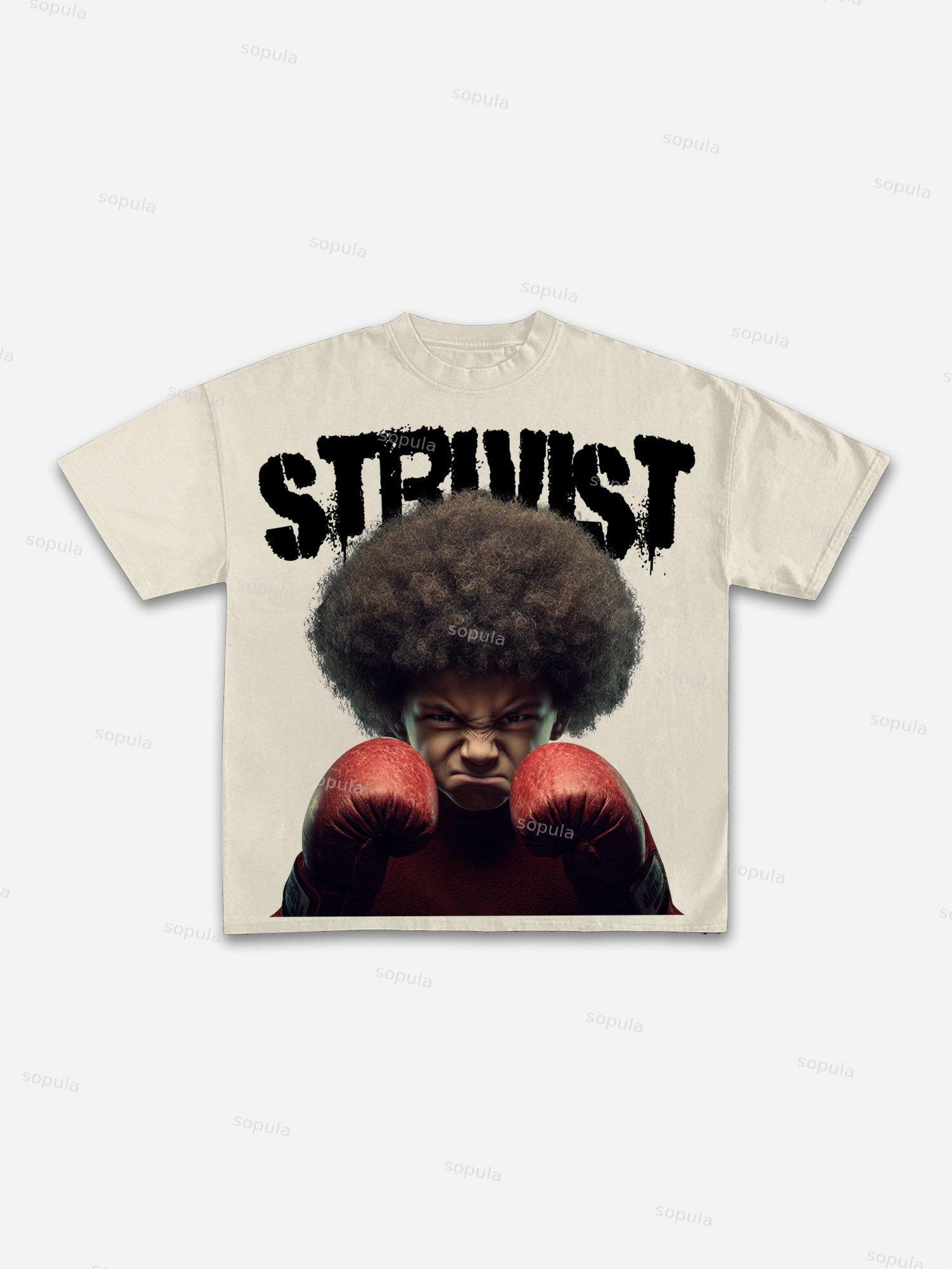 Struggleist Explosive Hairstyles Boxer Vintage Graphic Cotton T-shirt Product Image
