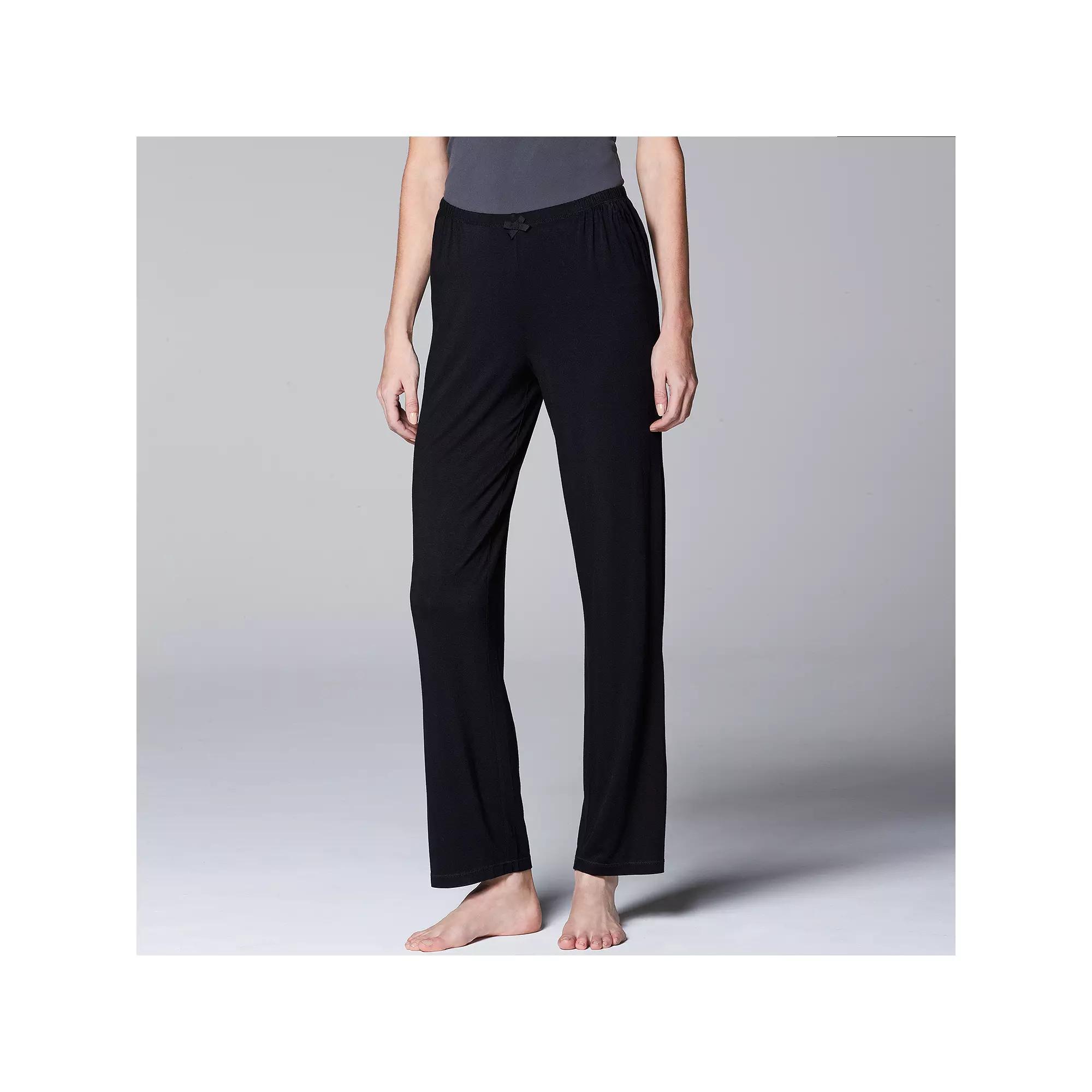 Women's Simply Vera Vera Wang Basic Solid Luxury Pajama Pants, Size: XL, Grey Coal Product Image