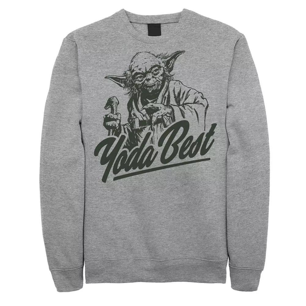 Men's Star Wars Yoda Best Outline Portrait Graphic Sweatshirt, Size: Small, Athletic Grey Product Image