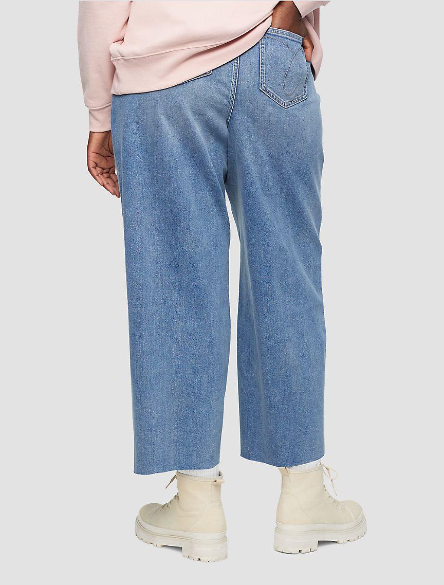 Plus Size Wide Leg Fit High Rise Ankle Jeans Product Image