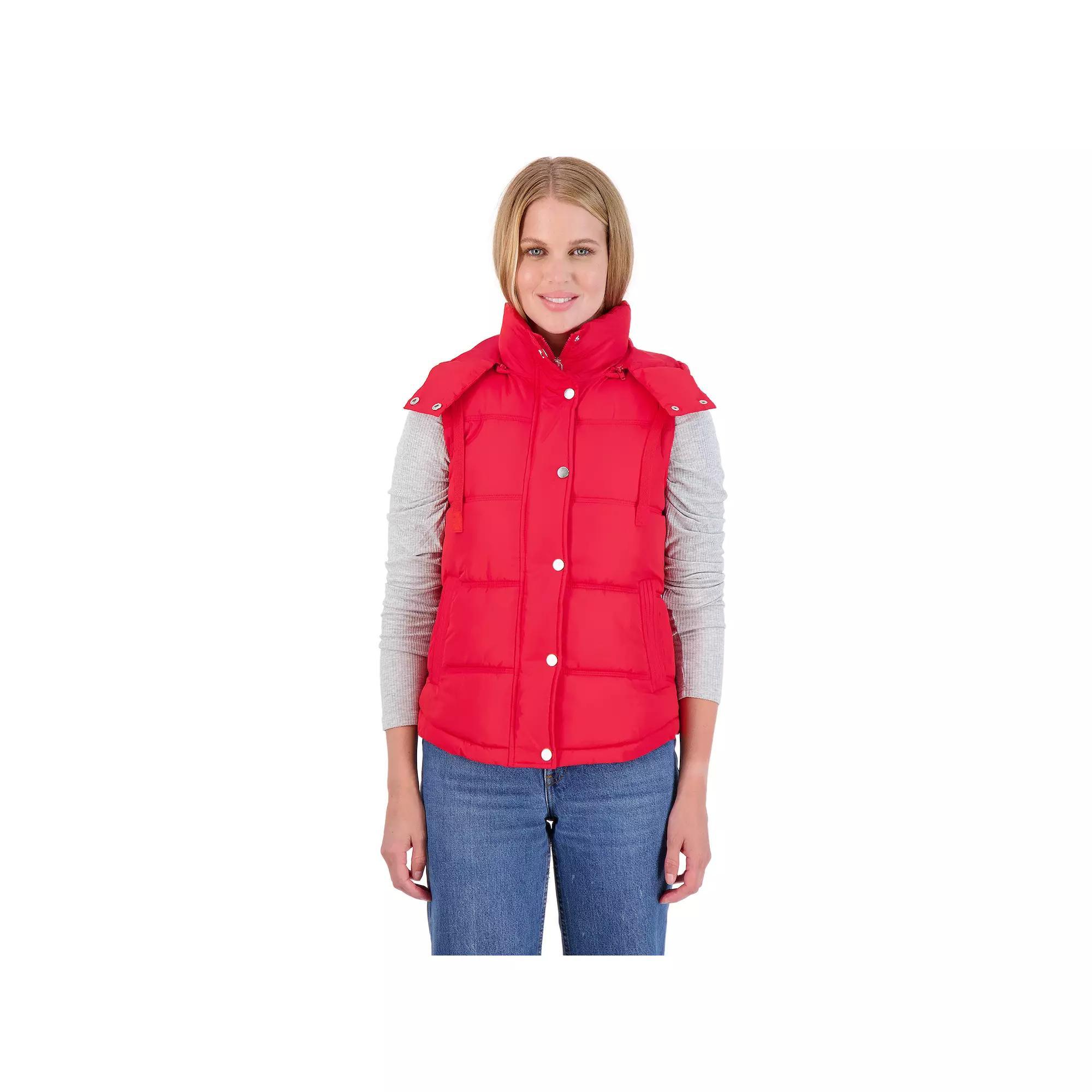Juniors' Sebby Hooded Water-Resistant Puffer Vest, Women's, Size: Large, Red Product Image